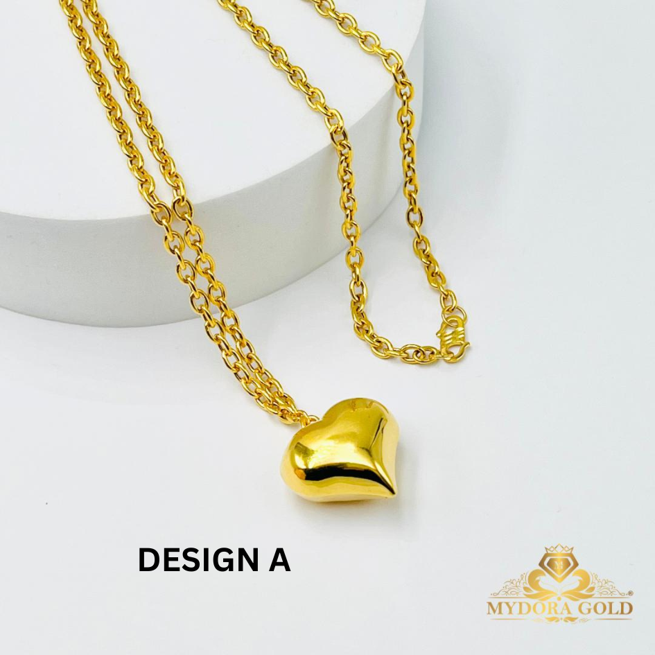 MYDORA Rantai Leher Sauh Gantung Love Gemuk | Emas 916/22K