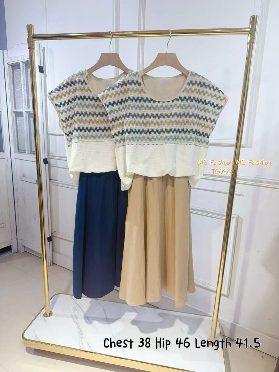 G6082 韓國🇰🇷拼色假兩件連身裙