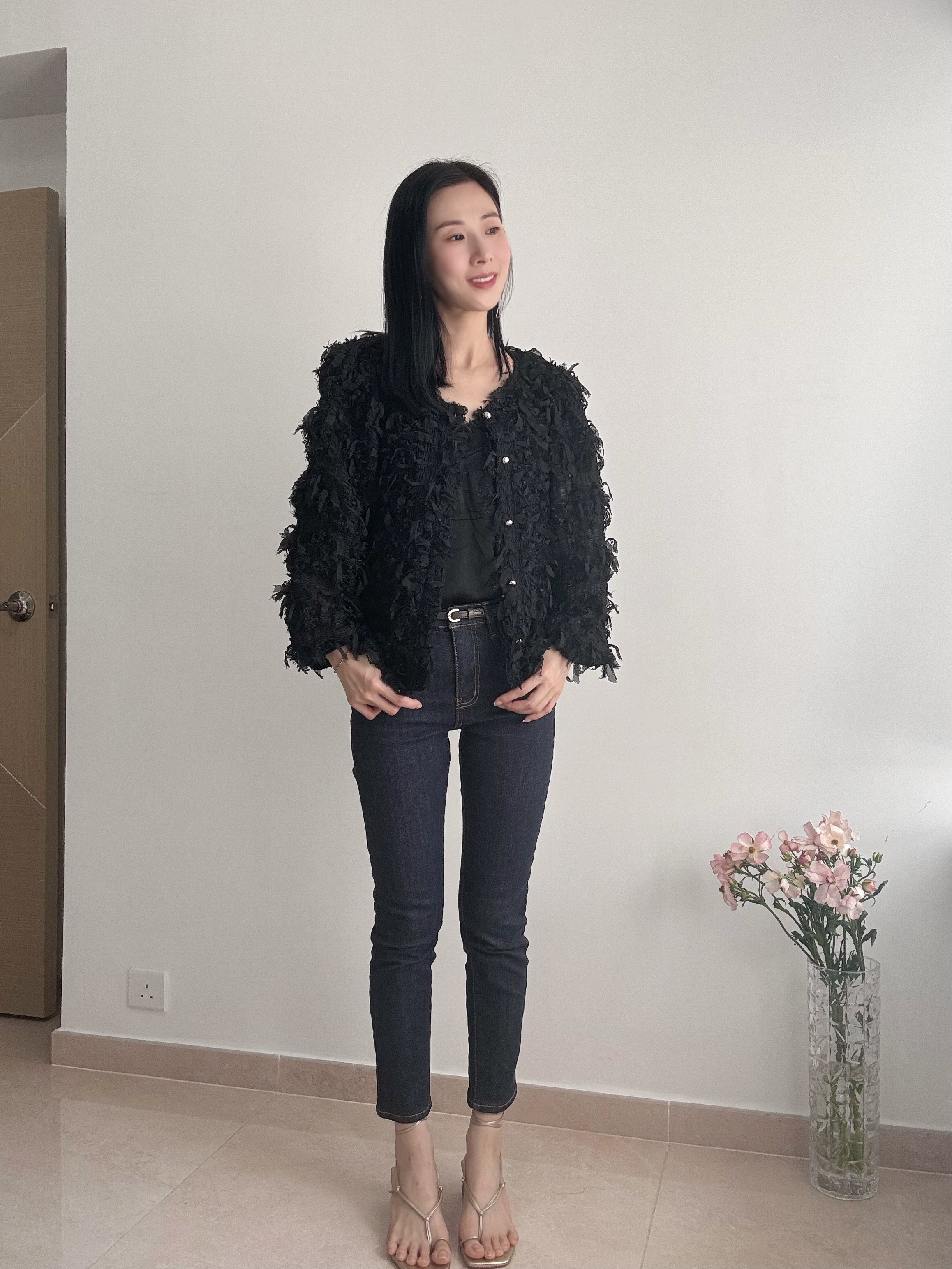 Elegant chiffon lace ribbon cardi