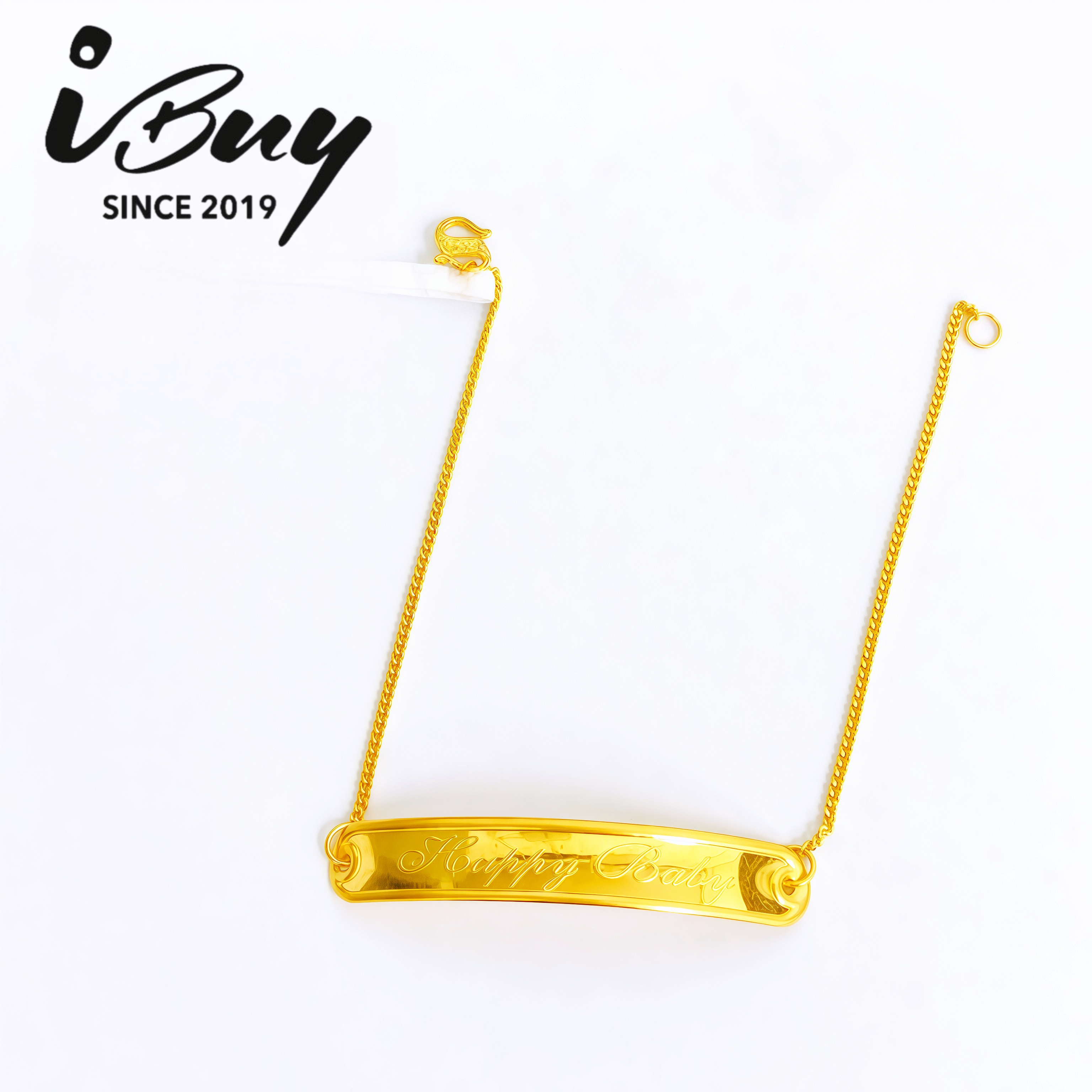 916 GOLD HAPPY BABY SOLID MACHINE BABY BRACELET 12CM 916 金 HAPPY BABY 实心侧身宝宝手链 12CM