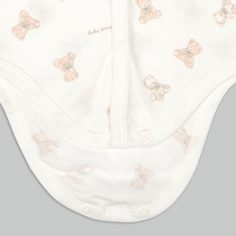 🇯🇵預訂 日本直送🇯🇵日本製小熊印花純棉前開式短袖包屁衣兩件套