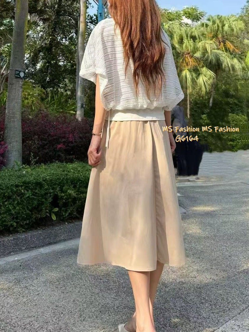 G6164 韓國🇰🇷假兩件通花連身裙