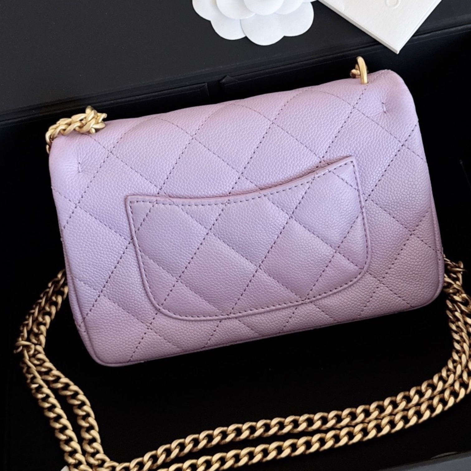 Chanel Caviar 紫色荔枝皮心形調節扣