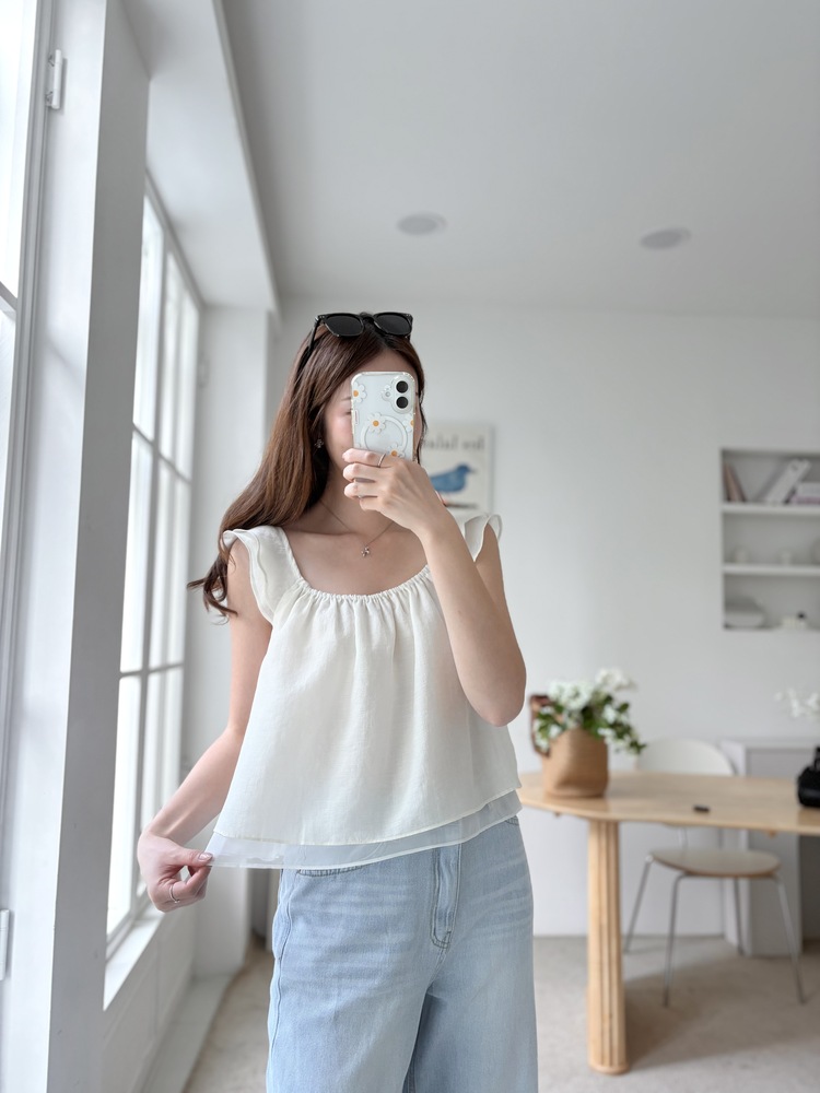 Luna Flutter Top (Ivory)
