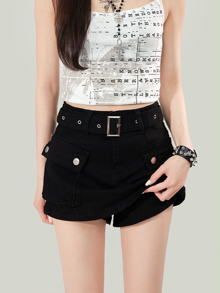 A021017 Vintage High Waist Cargo Skirt