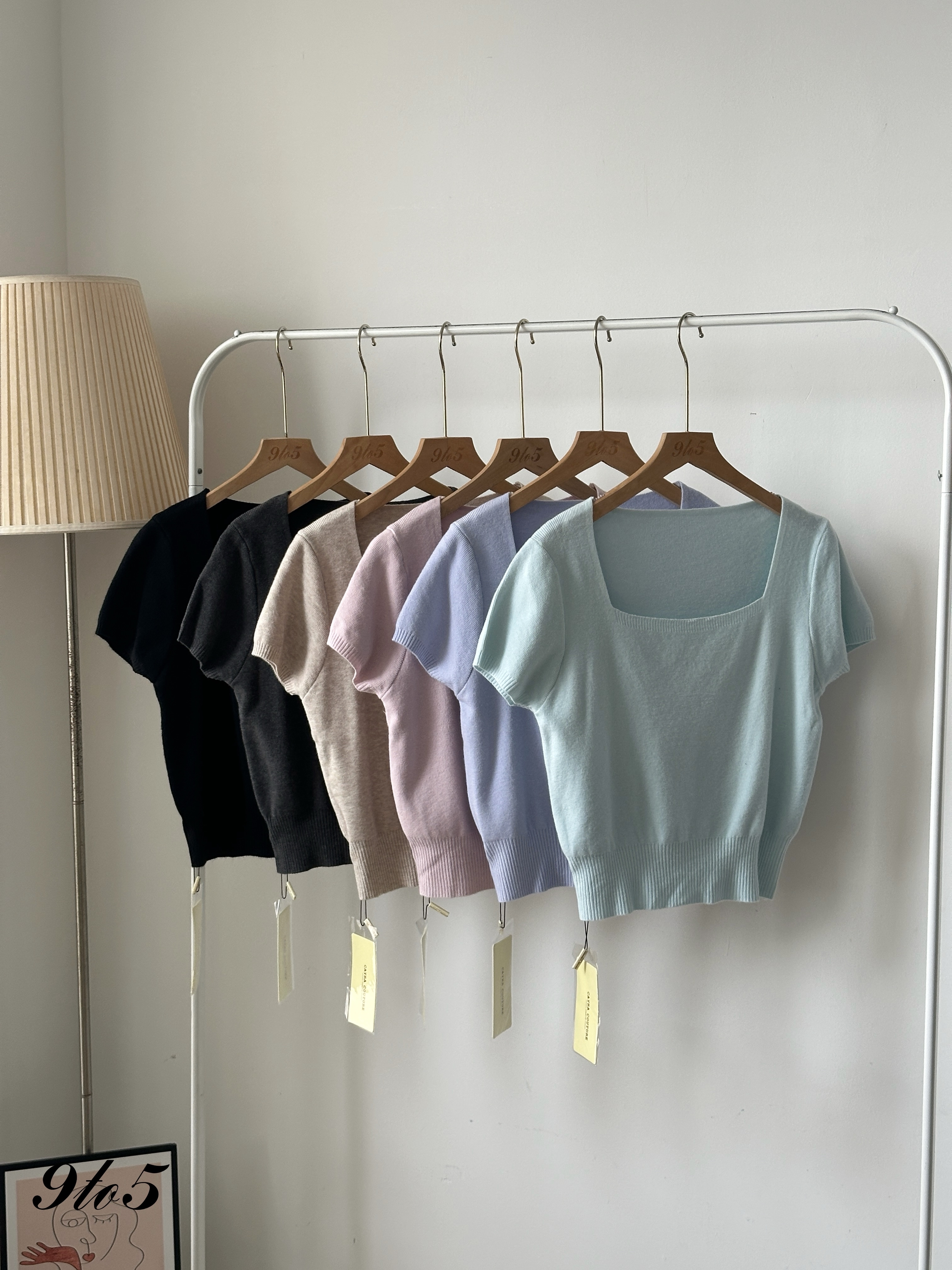 T4095 Square Neck Knit Top - 6 Colors 