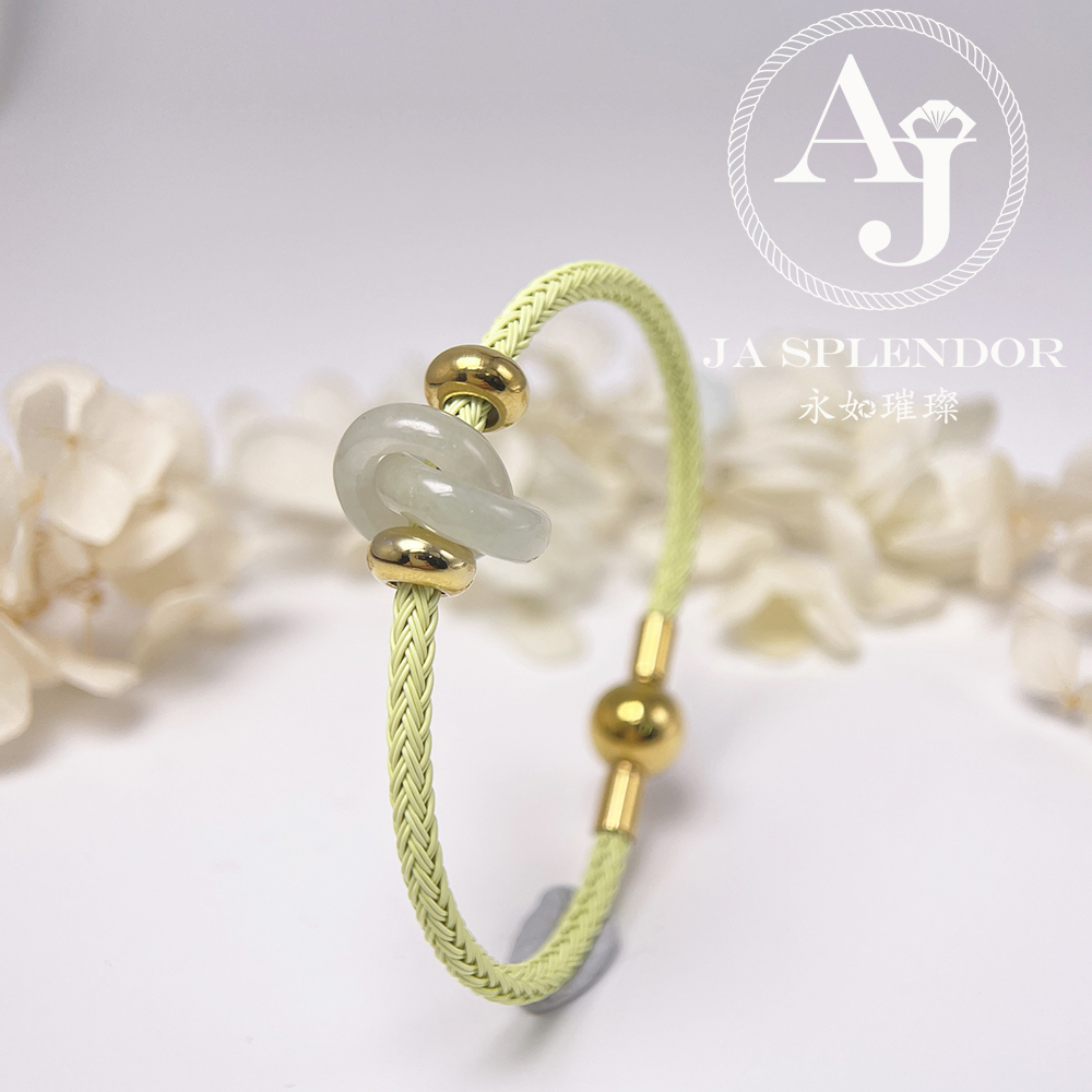 JN-2262 天然翡翠A玉 【愛永恆】環環相扣不鋼防水、防敏手鐲