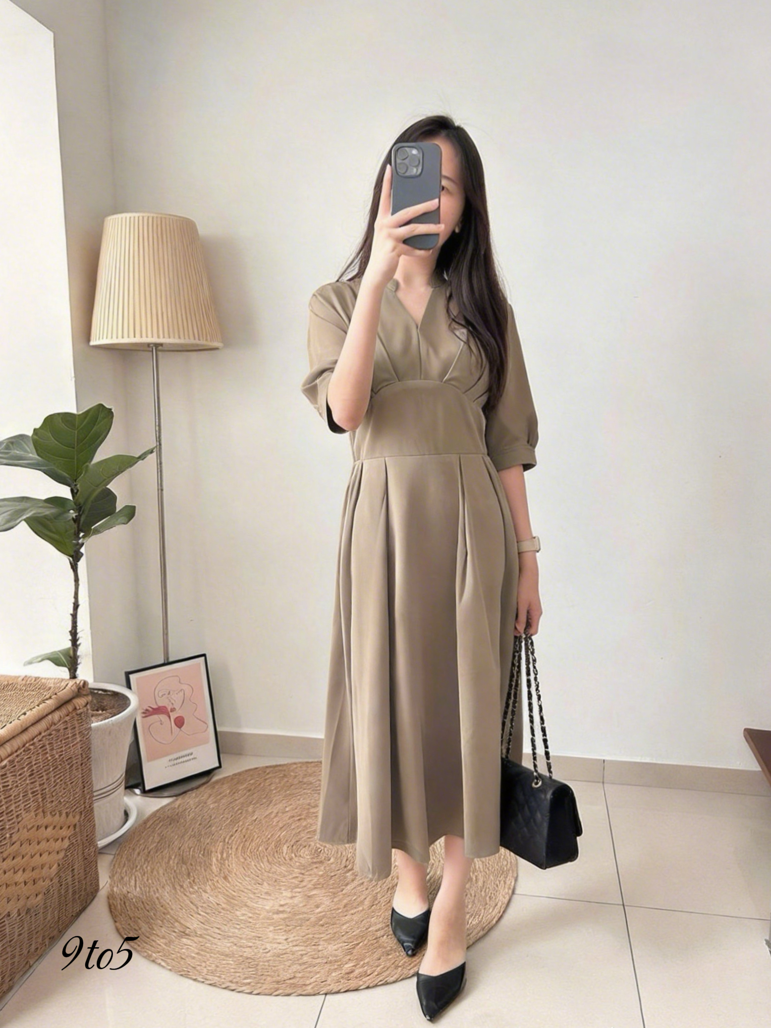 D2339 V Neck Dress - 3 Colors 