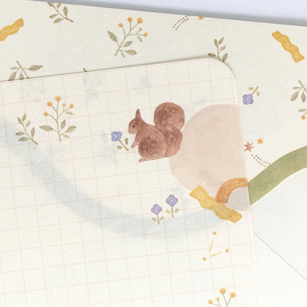 NB - 信紙套裝 (綠色松鼠花朵款)