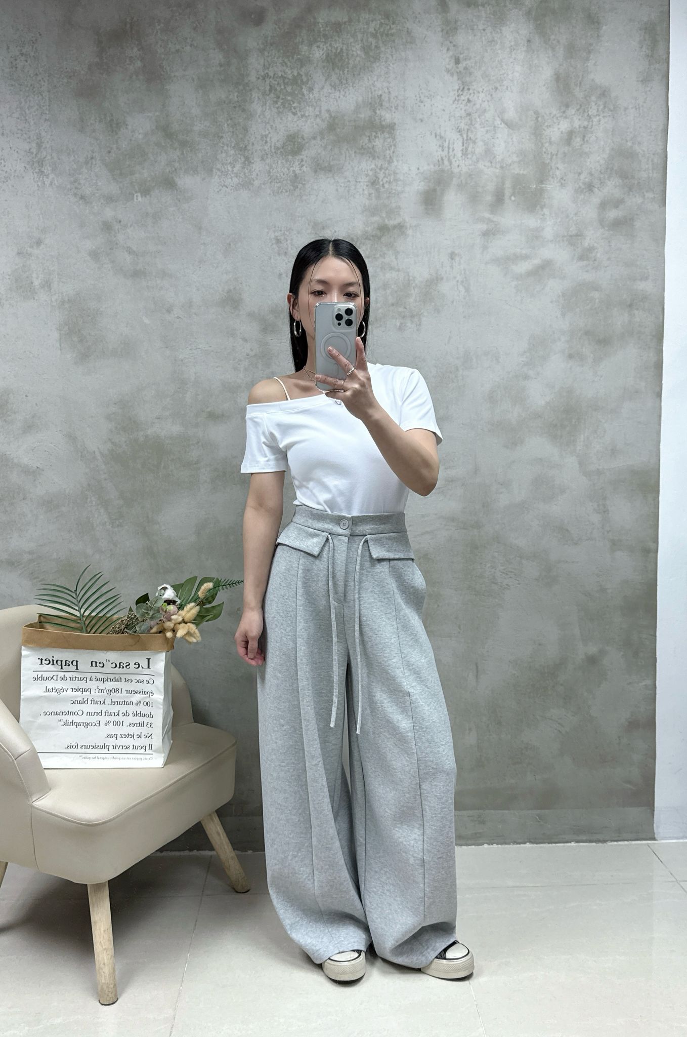 A11 單邊露膊棉質Top