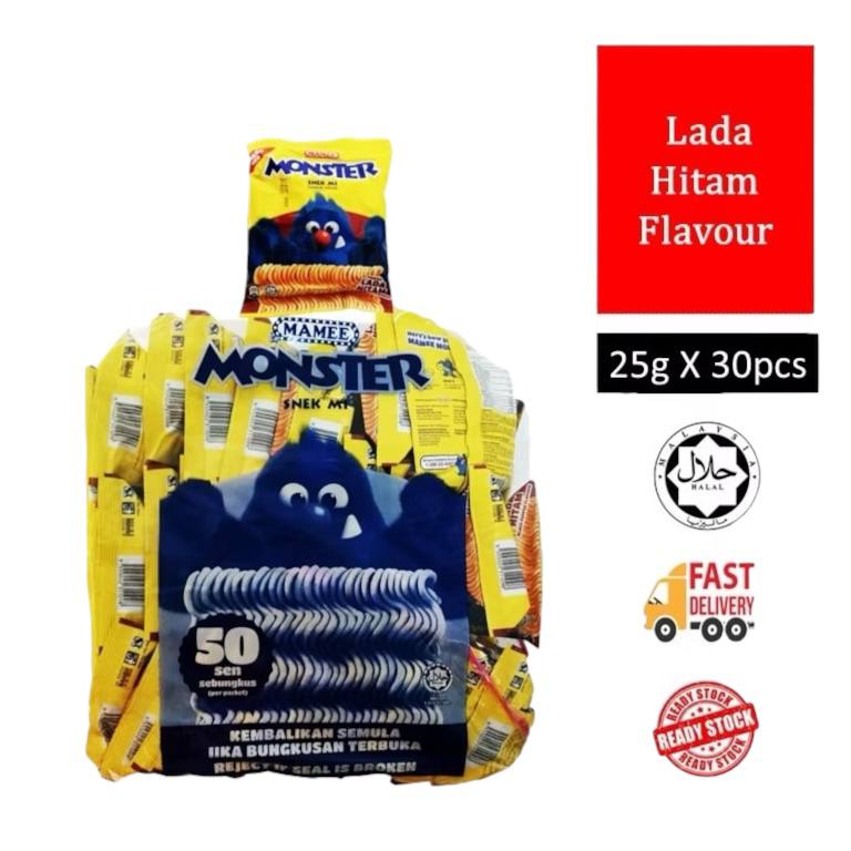 30pcs x 25g Mamee Monster Snek Mi [BBQ / Ayam / Pedas]