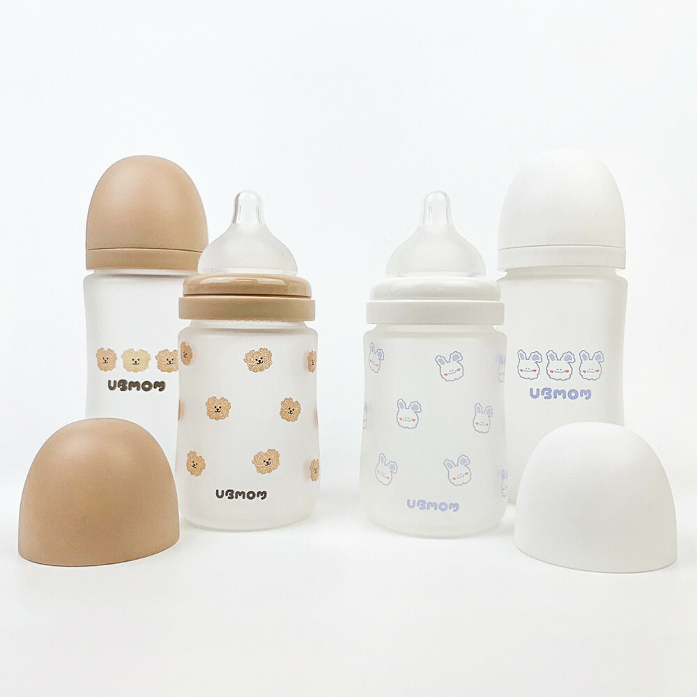 UBMOM 矽膠玻璃奶瓶（含自選尺寸矽膠奶嘴頭2個）