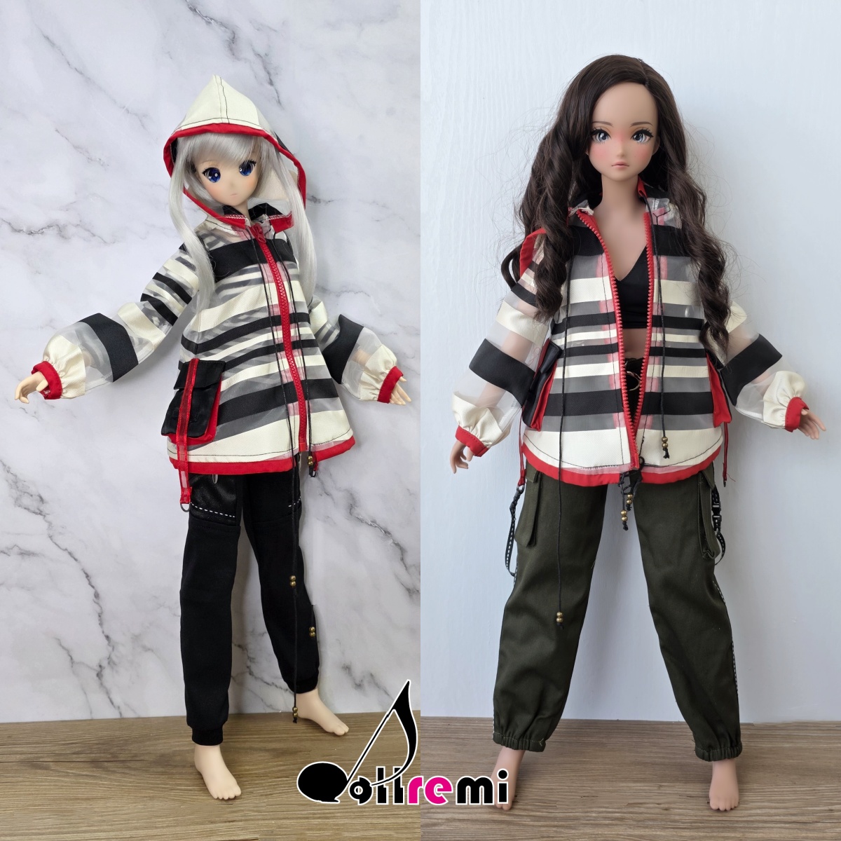【dollremi】(DD0640)透明黑白間條外套 Sheer black and white striped jacket