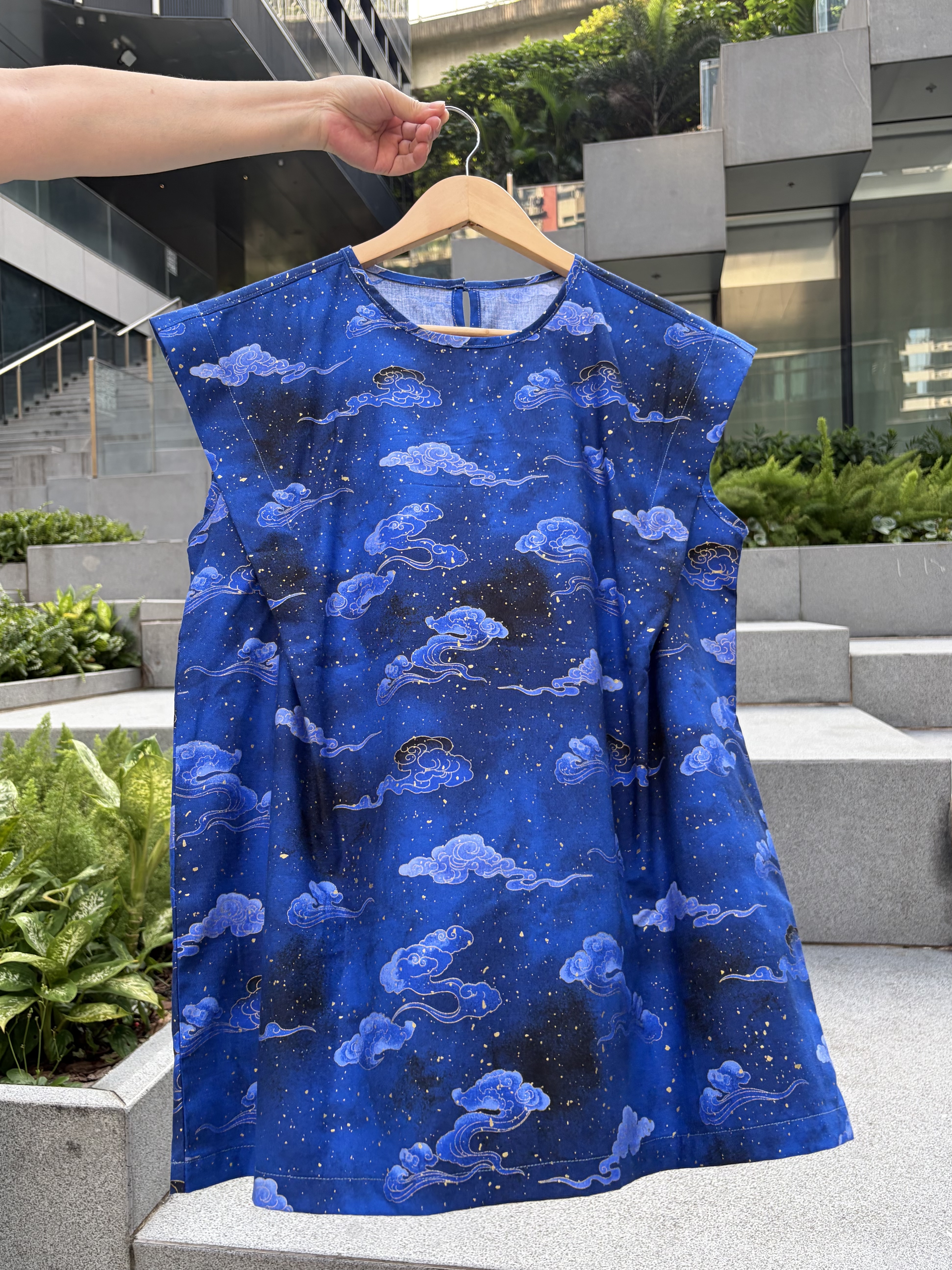 藍色金粉流雲親子組合（小童100碼 / 女裝S碼）