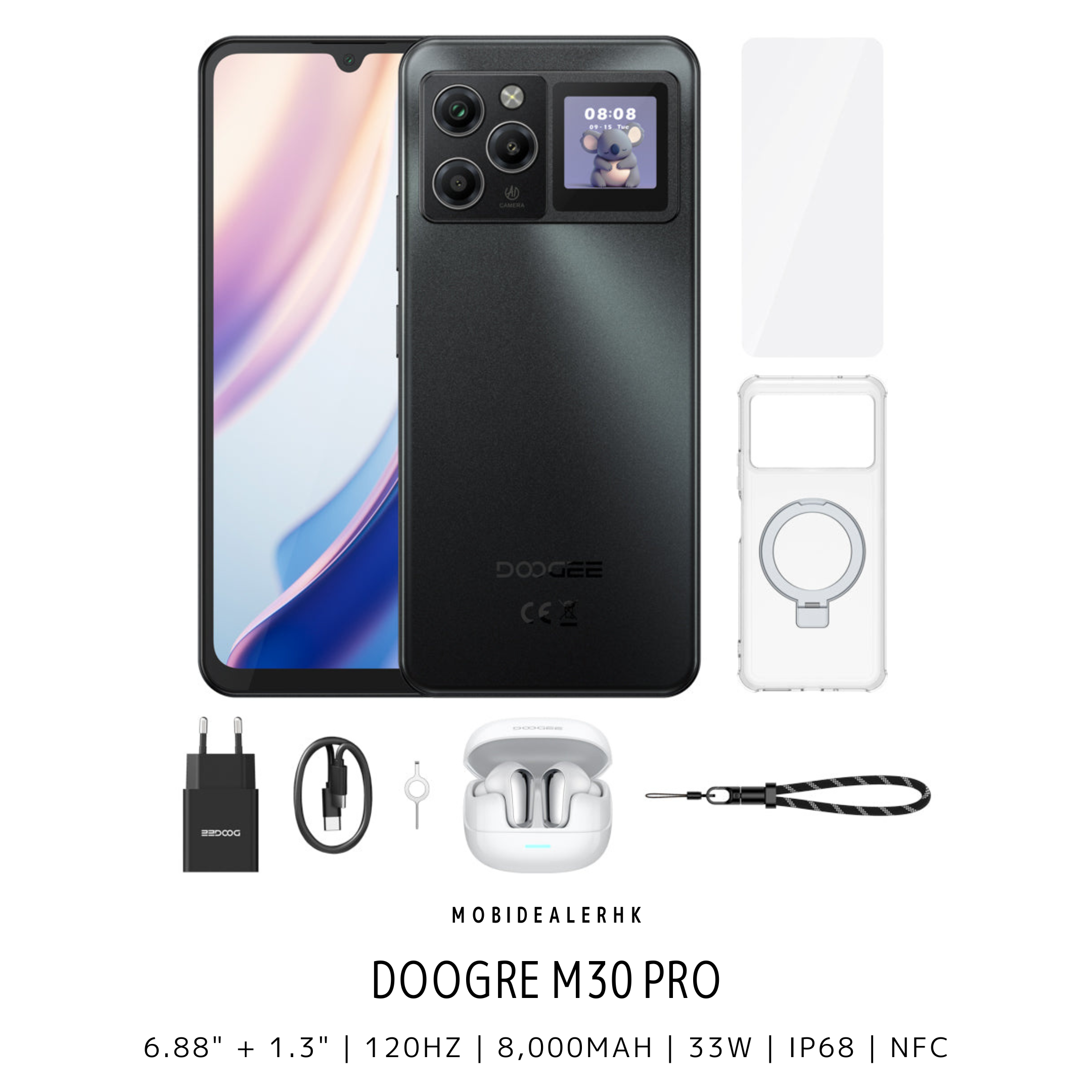 Doogee M30 Pro | 道格 M30 Pro | 智能手機 | 1.3吋後置屏 | 8000mAh大電量 | IP68防水