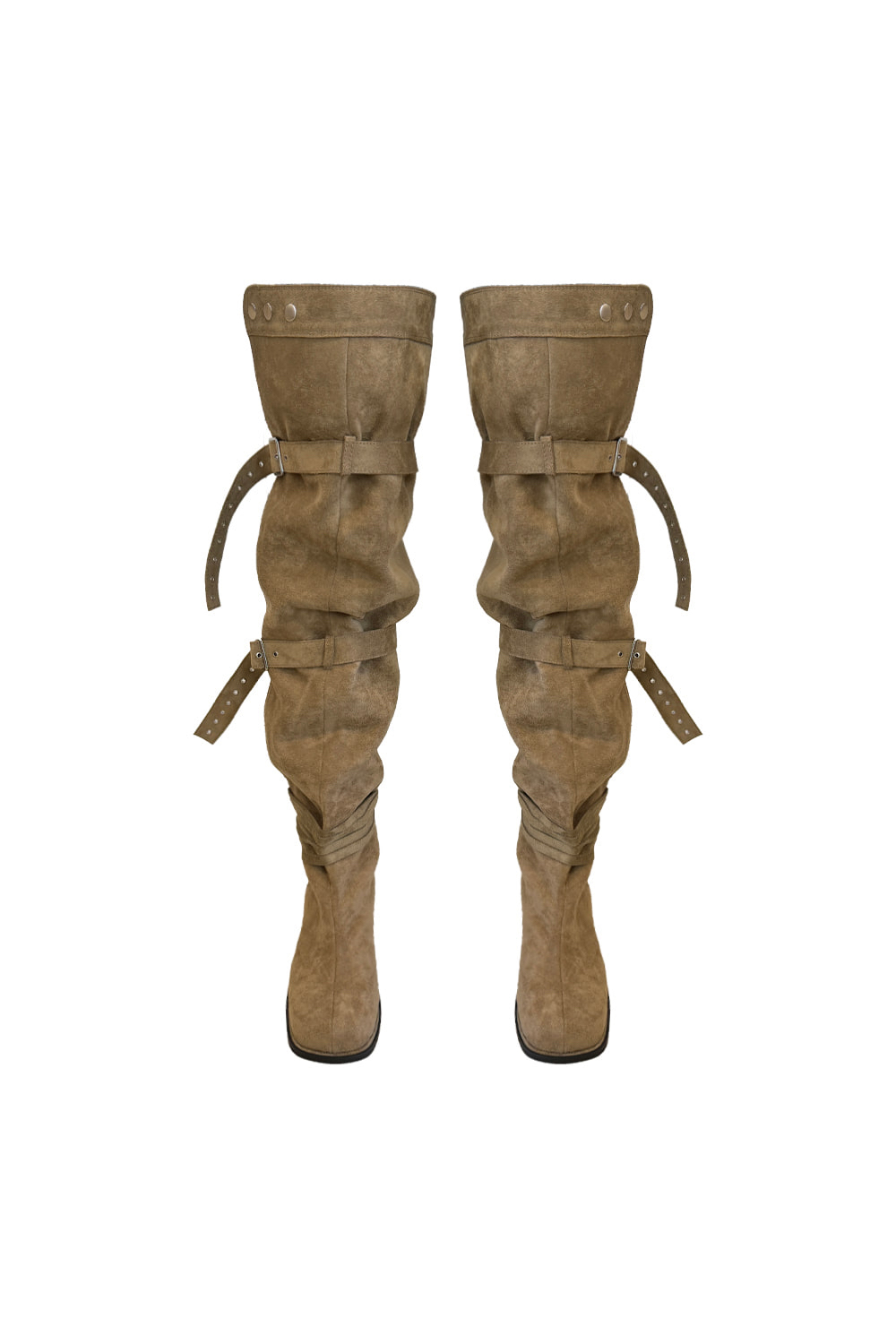Suede Buckle Long High Boots