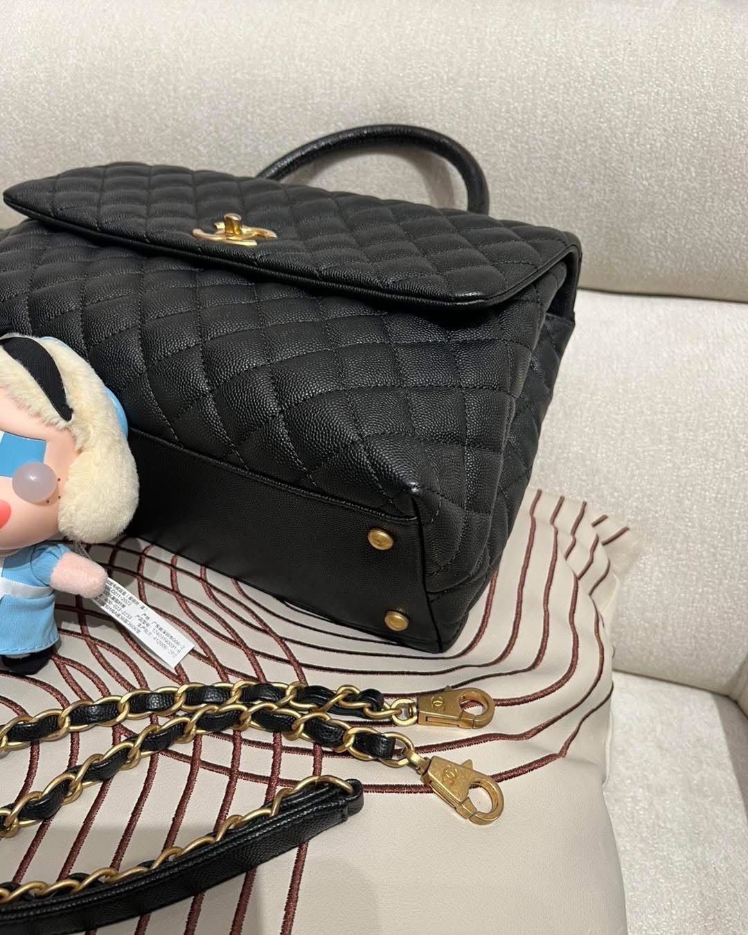 Chanel coco handle large黑色荔枝牛皮 100%Authentic ,99%new  ✅收據✅25card✅dust bag✅box