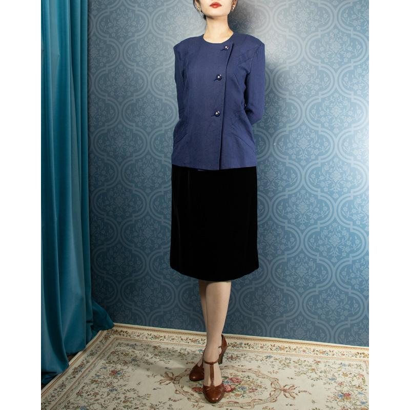 Vintage C.a. 1980-90s Marim Fashion Greyish Purple Side Button Blazer/Outer(FK099)