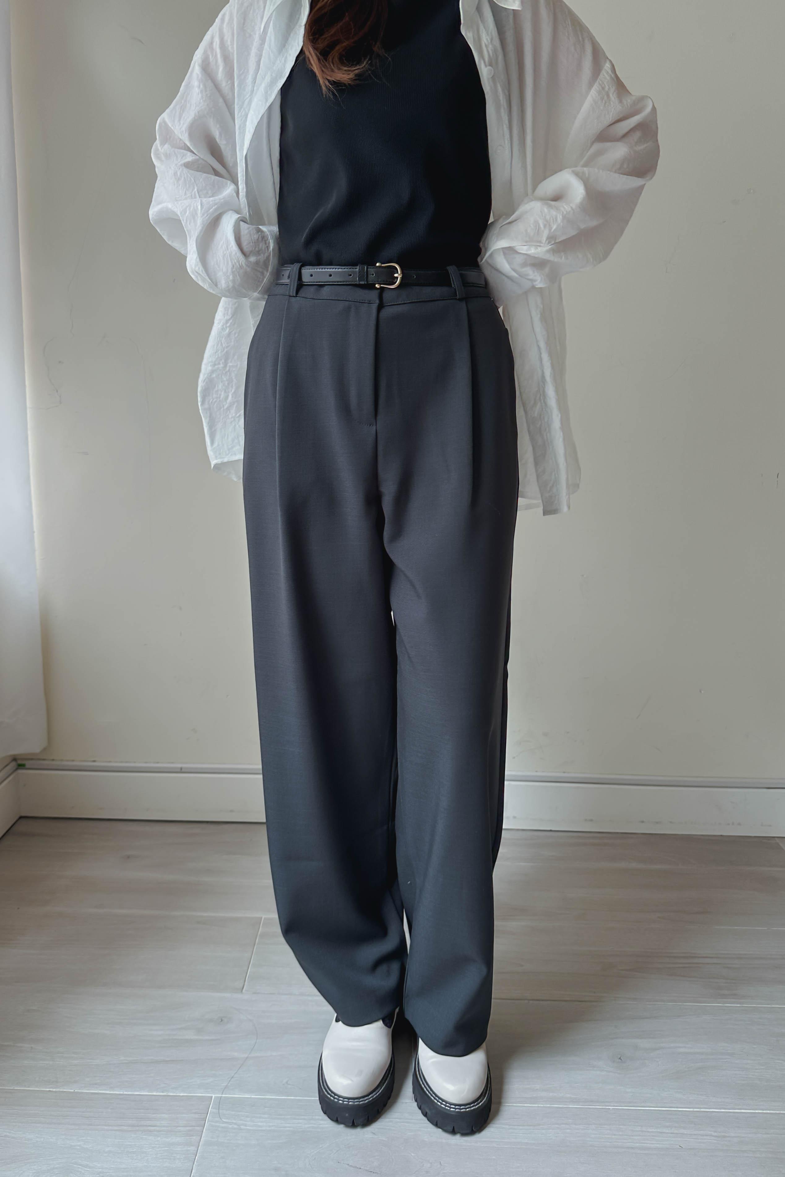 靚版型打褶直腿西裝褲 (兩色入)