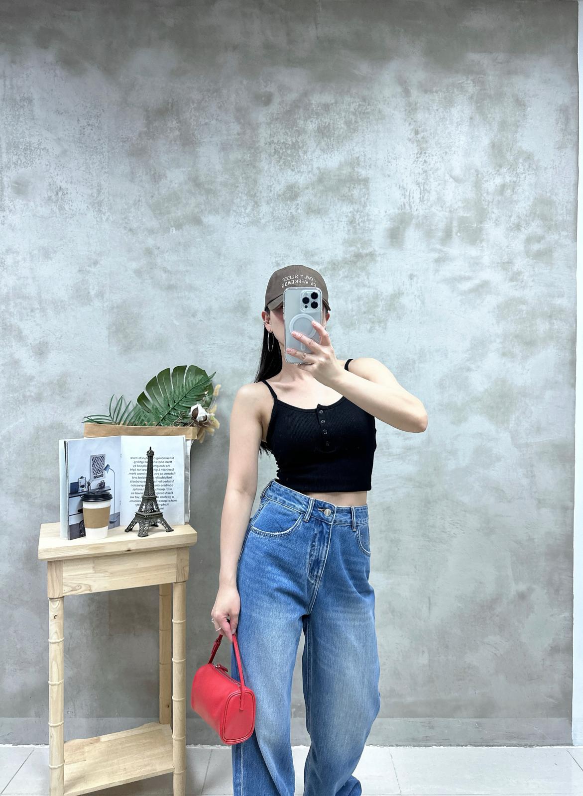 V07 扣鈕暗紋Bra top