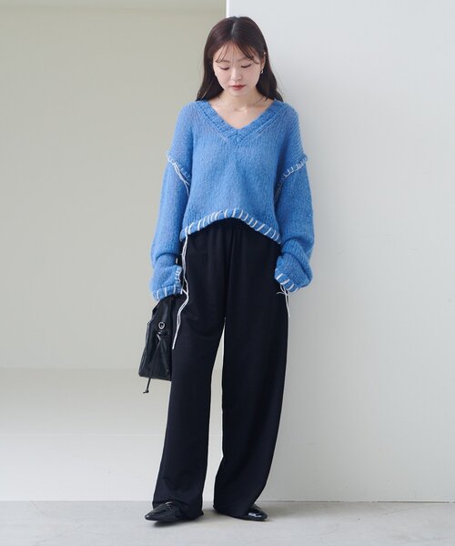 v領盲針編織冷衫