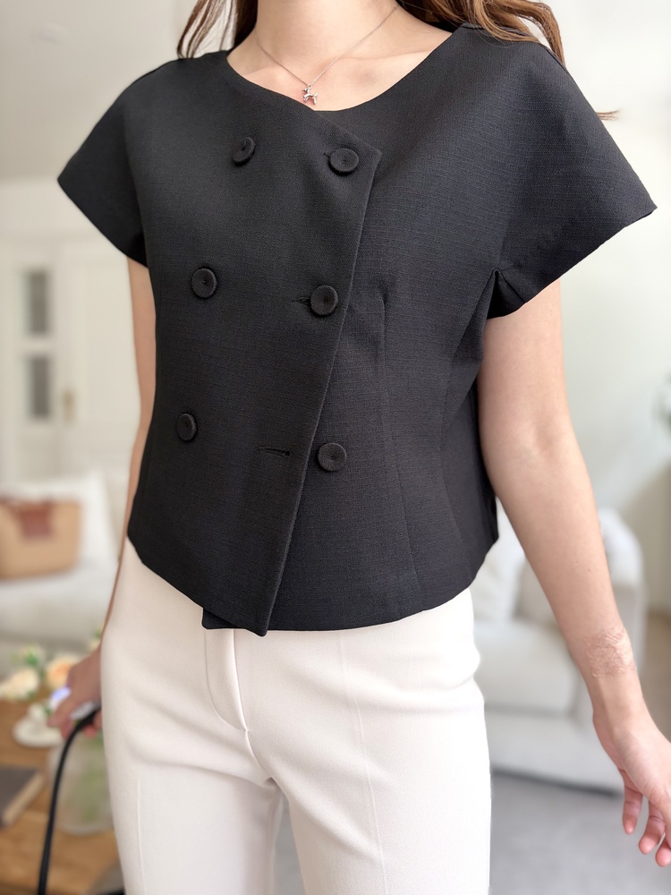 Chloe Double-Breasted Blouse (Black)