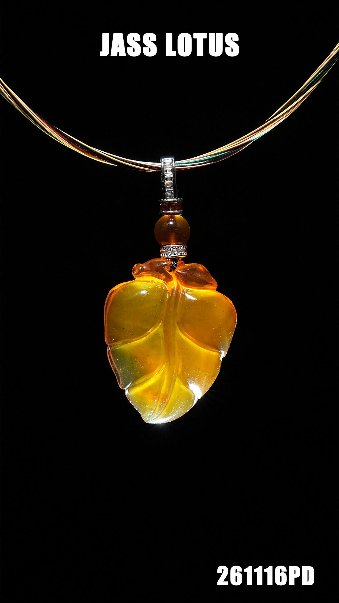 緬甸天然琥珀黃茶珀樹葉吊墜