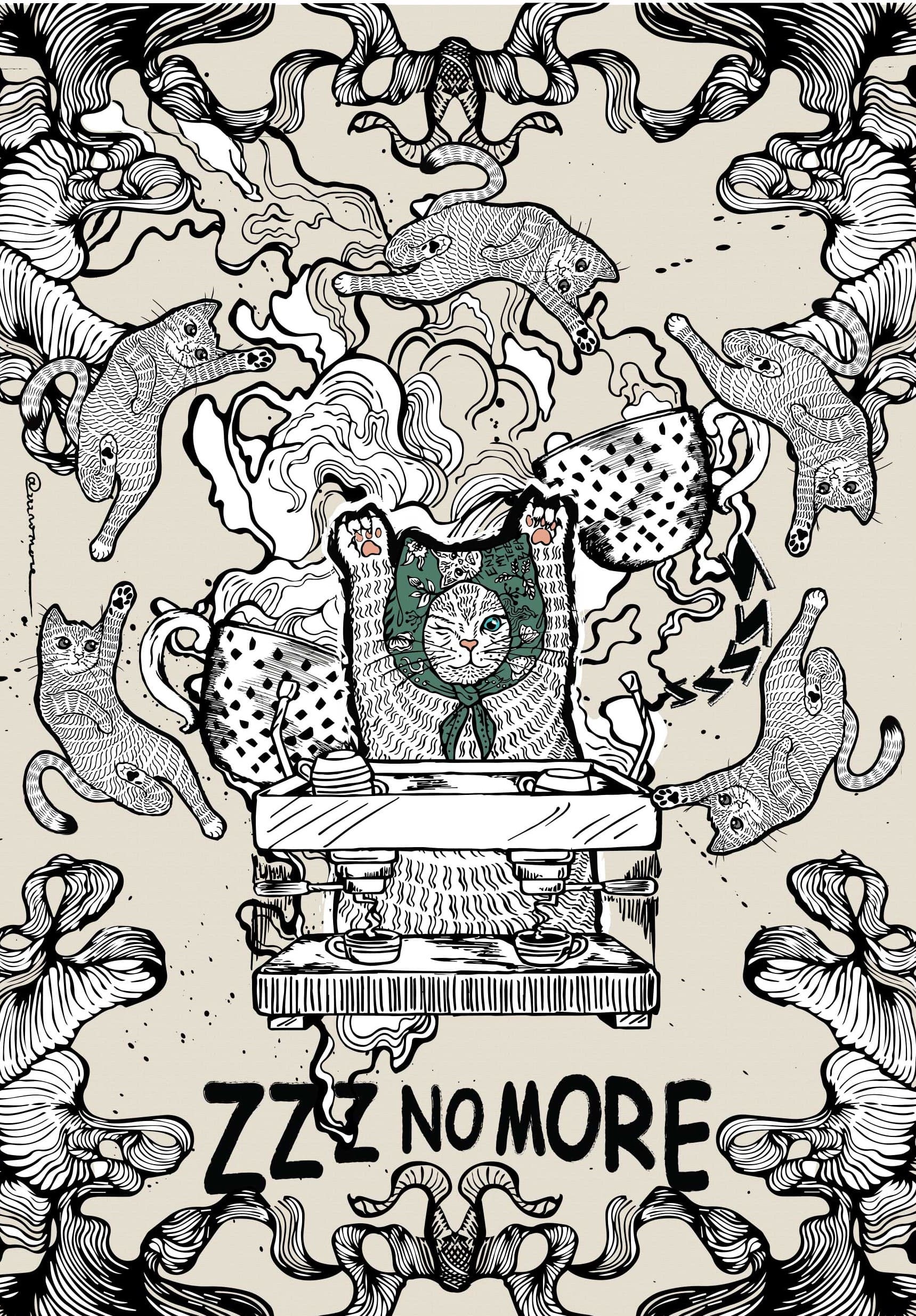 ZZZ No More A3 ART PRINT meowsound never die