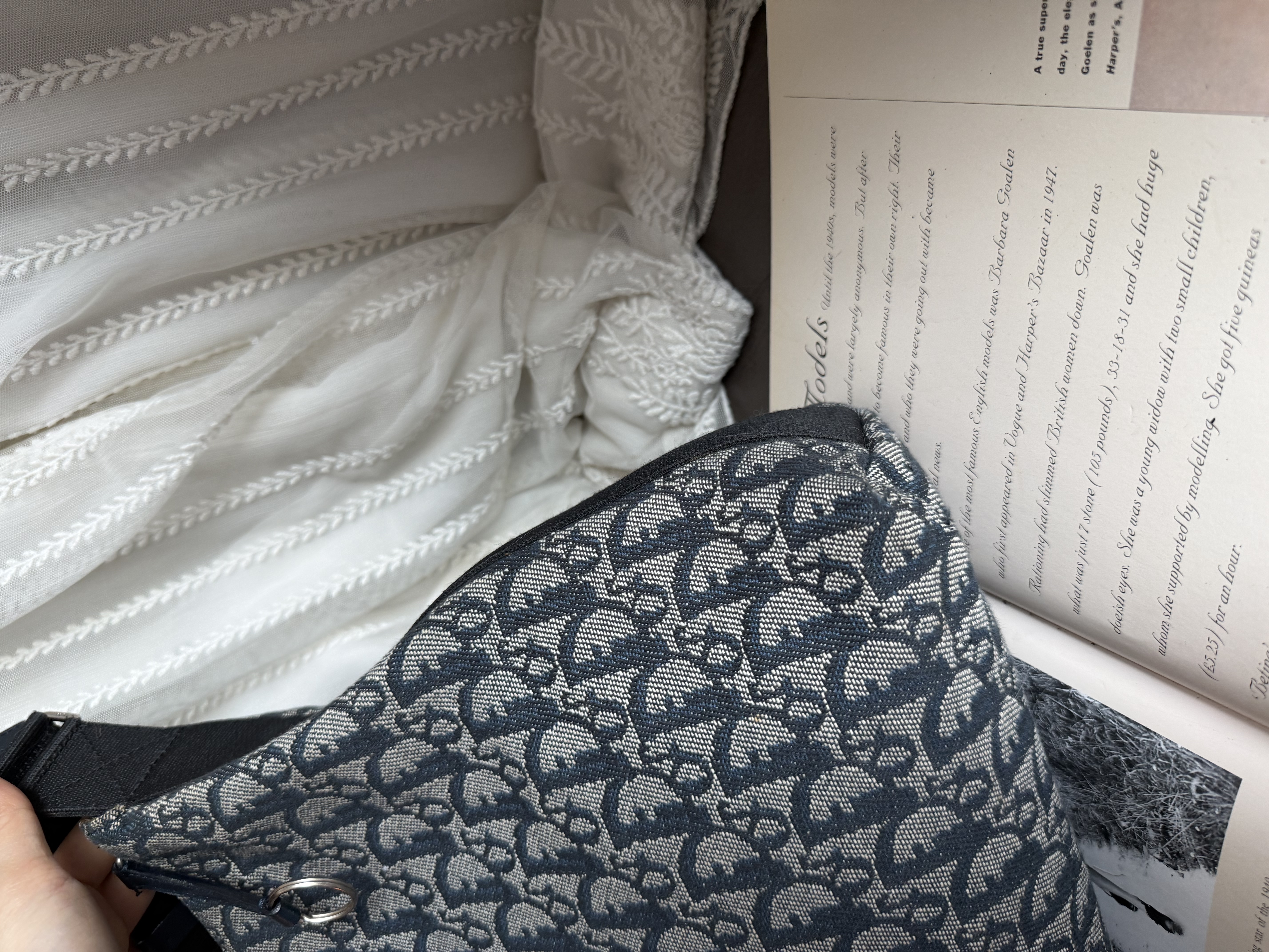 vintage dior navy monogram messenger bag