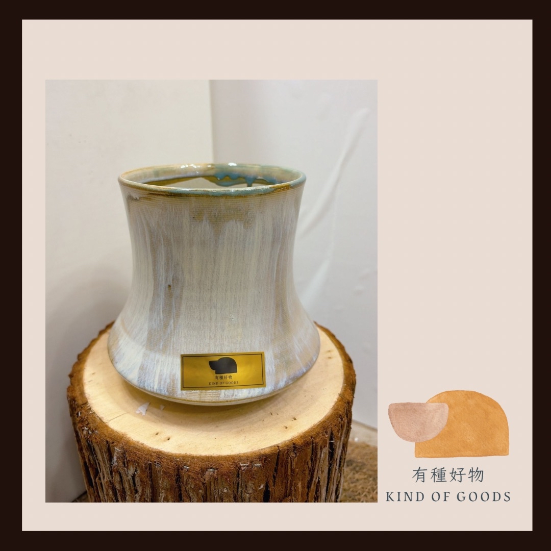 白木紋陶瓷花盆