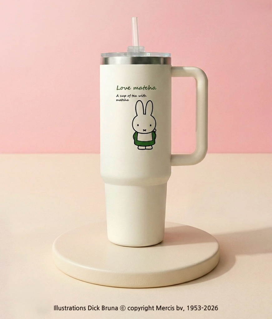 新登場 round 3 [韓國直送] BOC Miffy Matcha Series 887ml 不鏽鋼大杯 (附送飲管公仔及迷你Keyring)