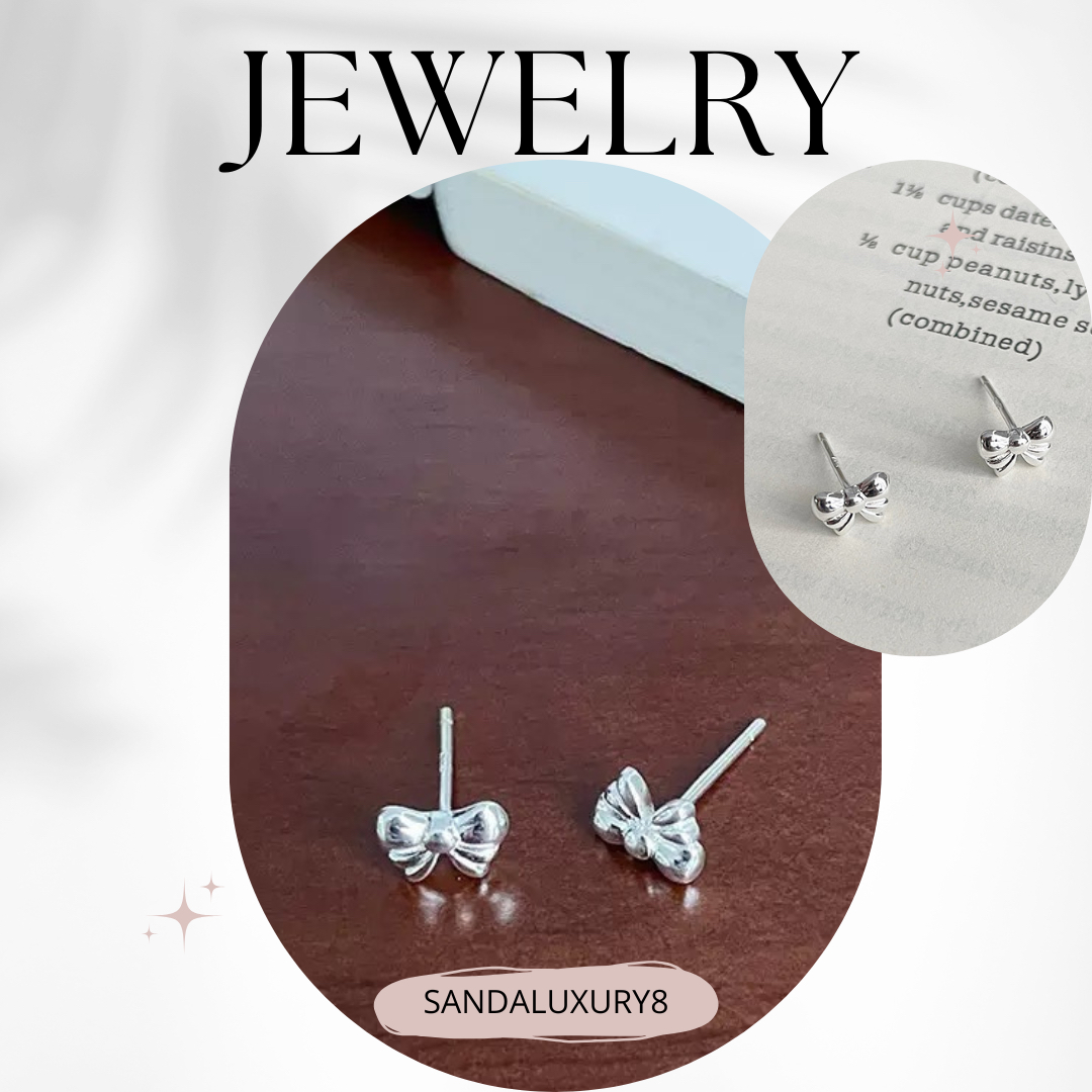 Cute Bow Design Silver Earrings