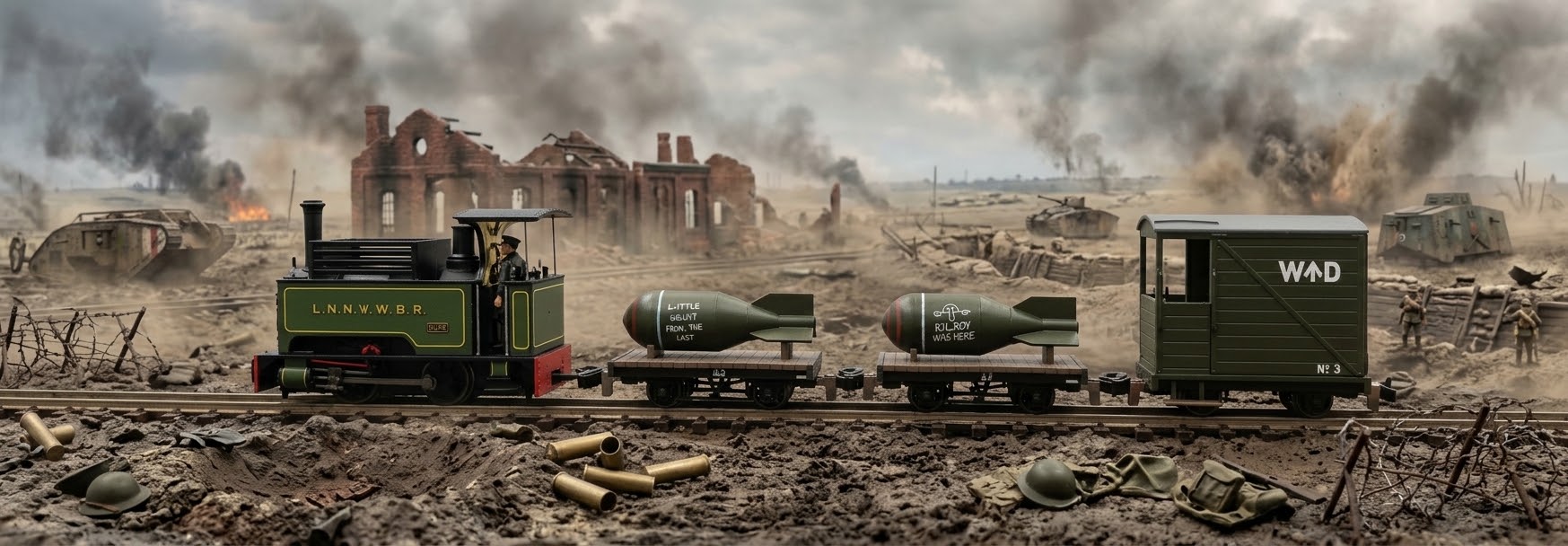 Rapido Trains 009 narrow gauge WD War Department Wagons Triple Pack & loco