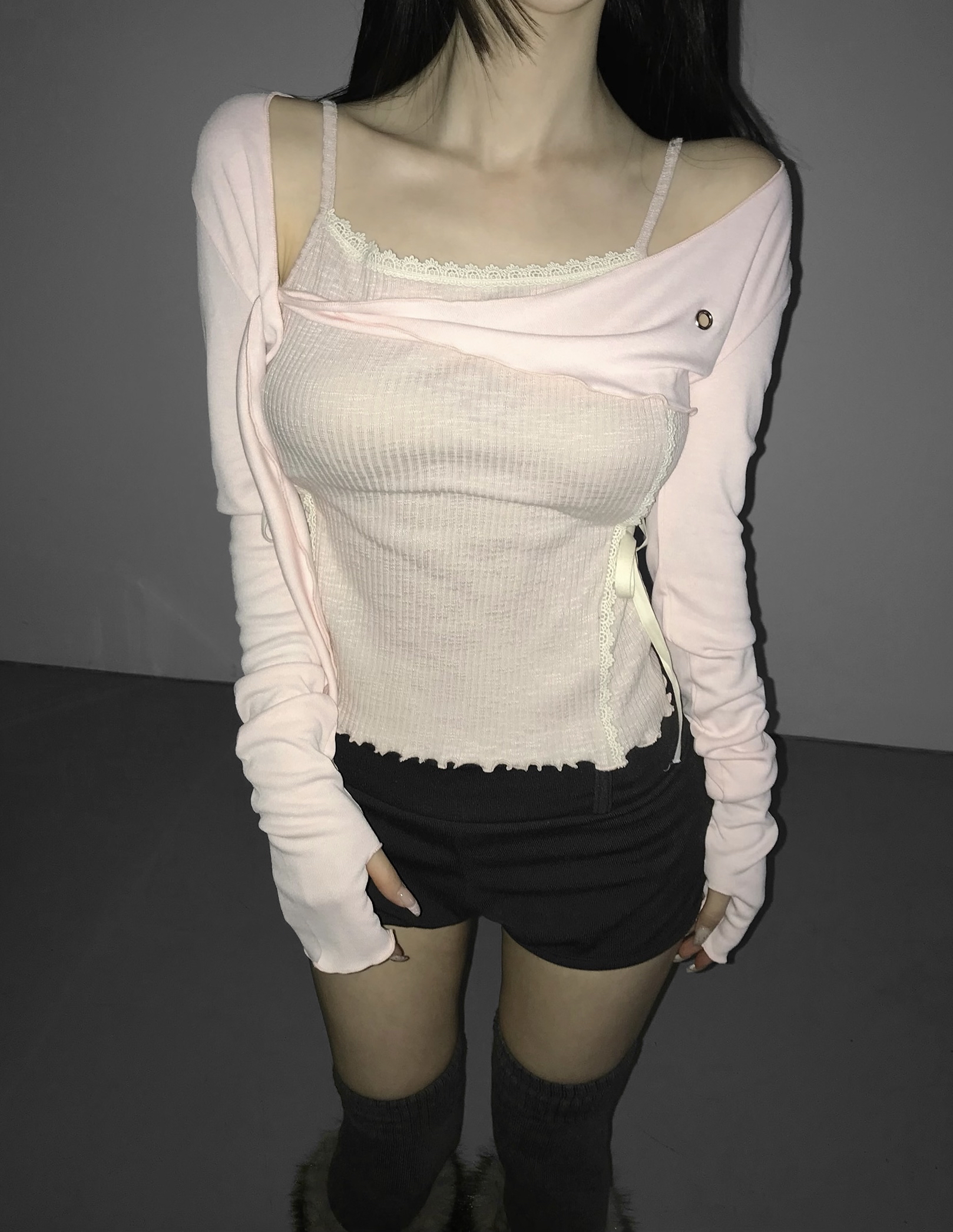 Asymmetrical Grommet Crop Bolero