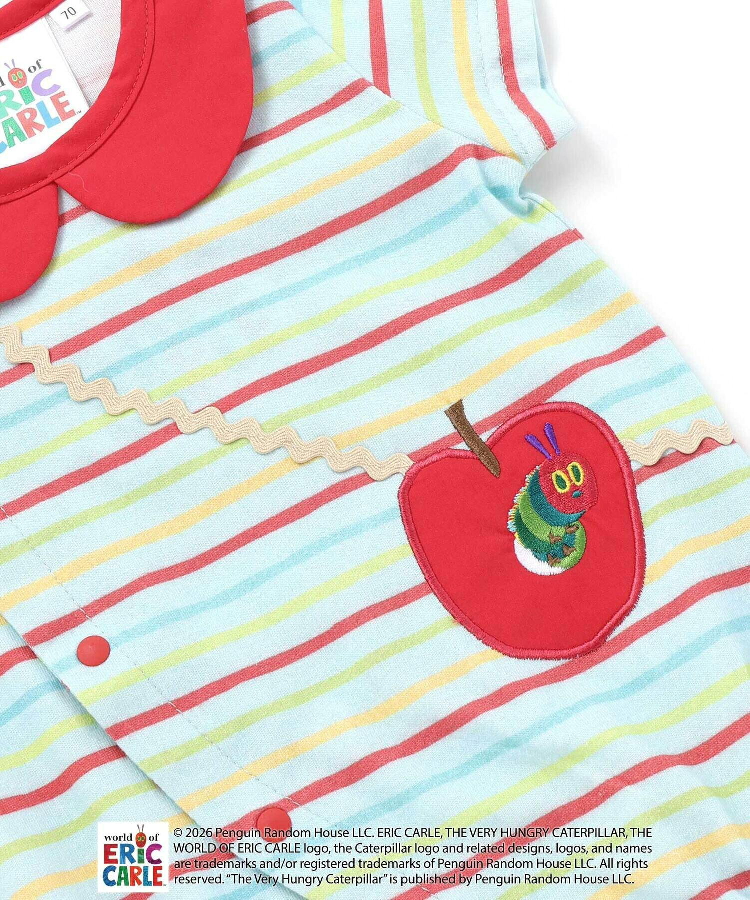 🇯🇵預訂 日本直送🇯🇵兩色好餓的毛毛蟲格紋條紋翻領短袖包屁衣