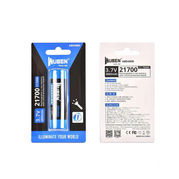 WUBEN X1pro電池 充電 21700 手電筒電池 - 4800mAh