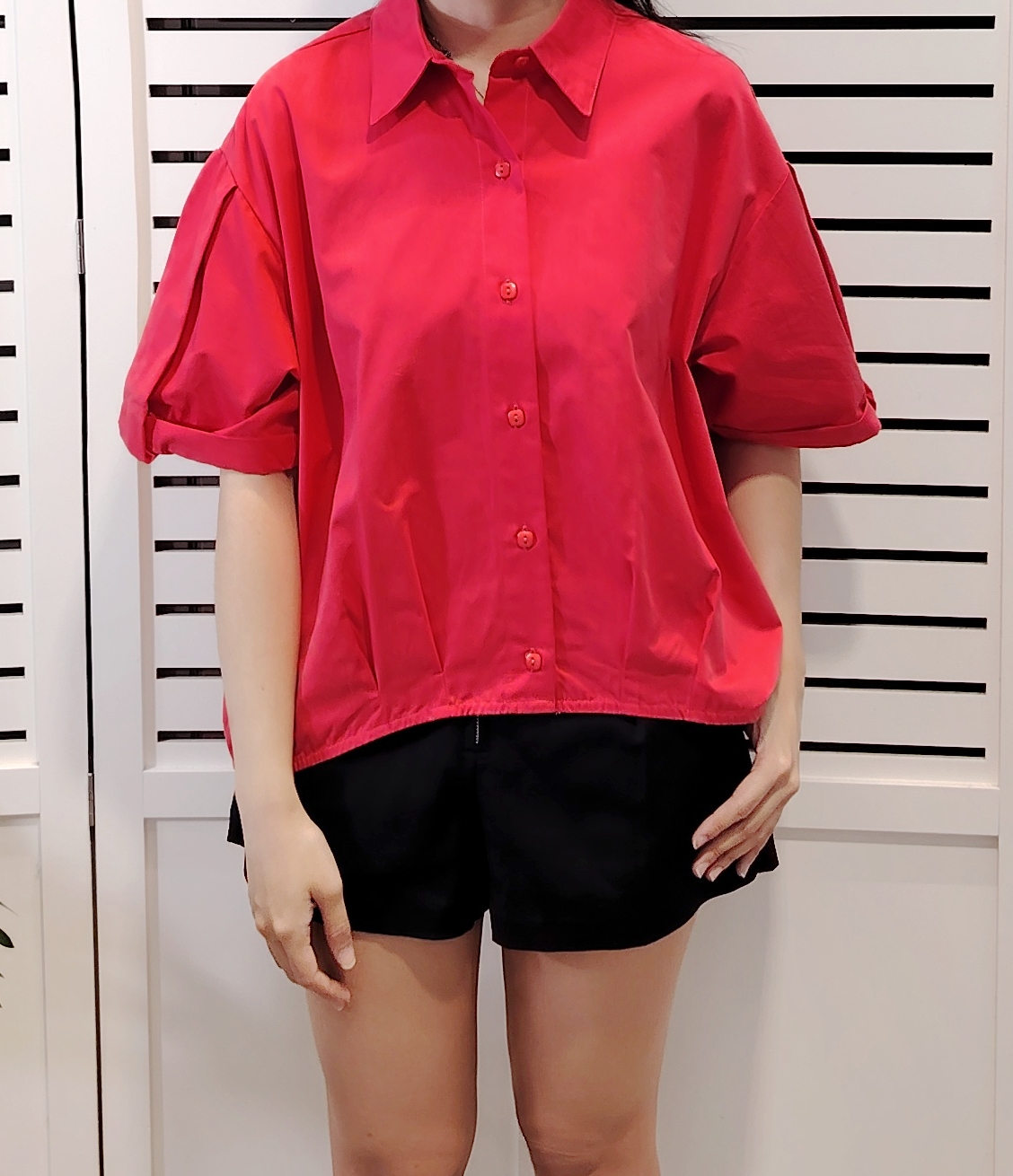 H0660 Oversize Collar Short Sleeve Shirt 