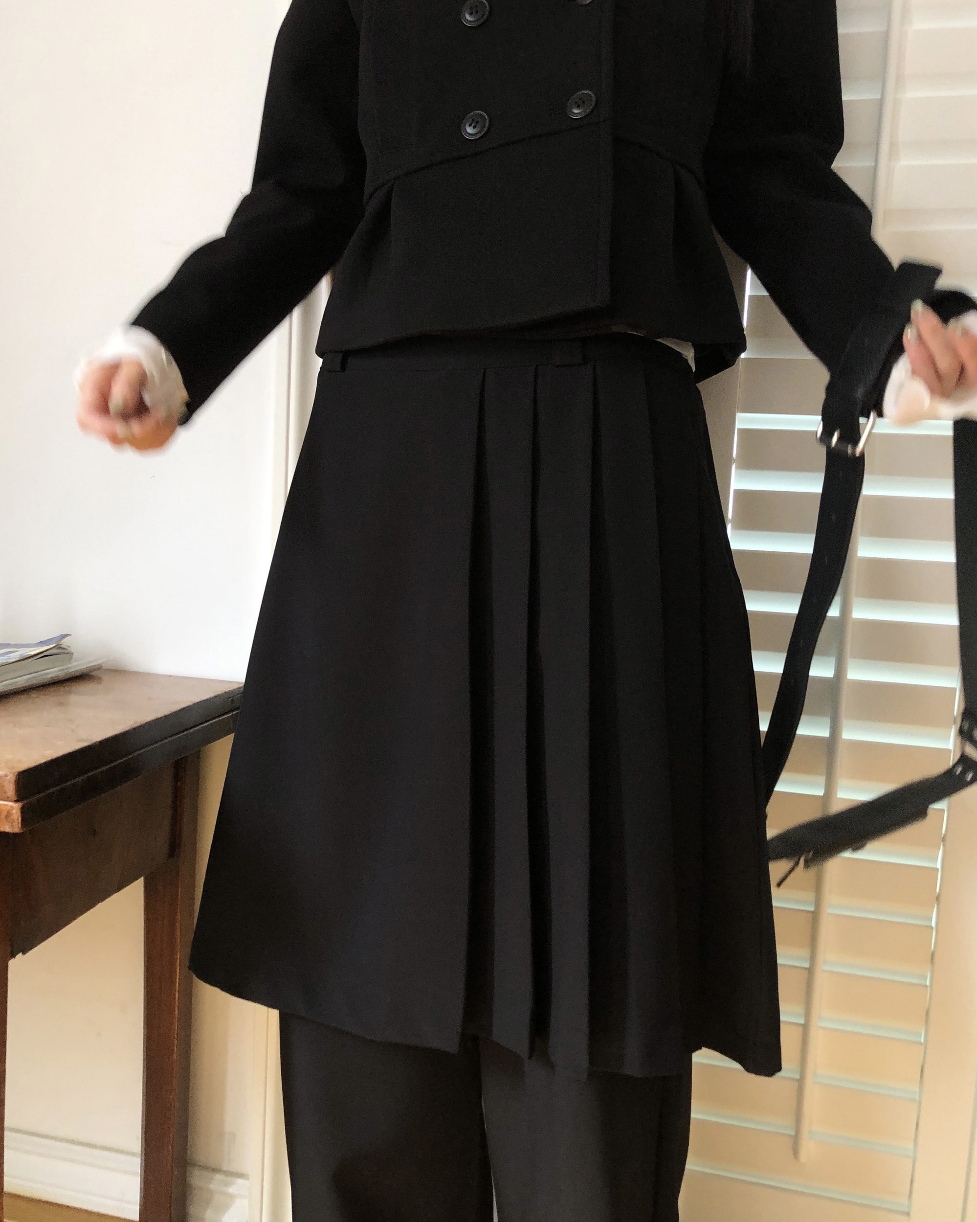 Pleated Layered Skirt Pants