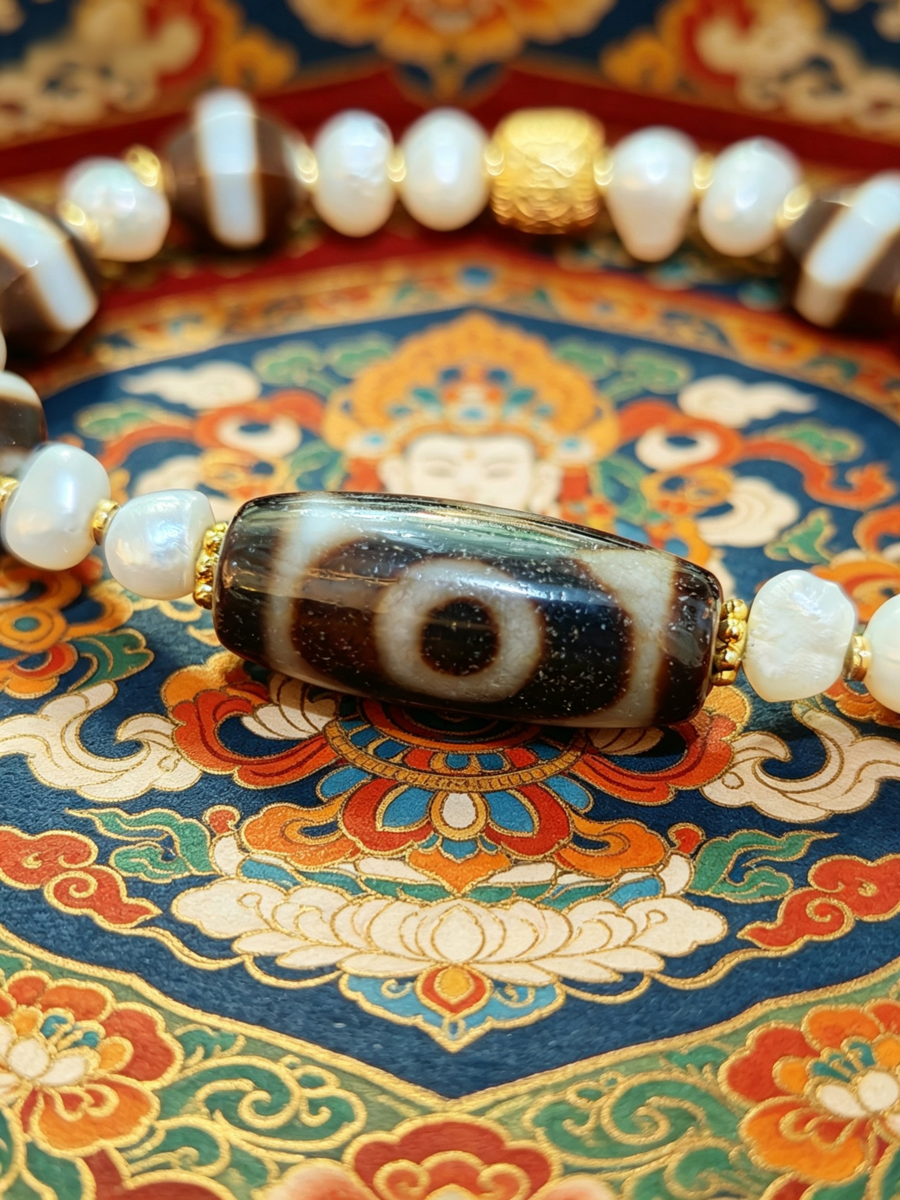 「黑白三眼天珠」26045