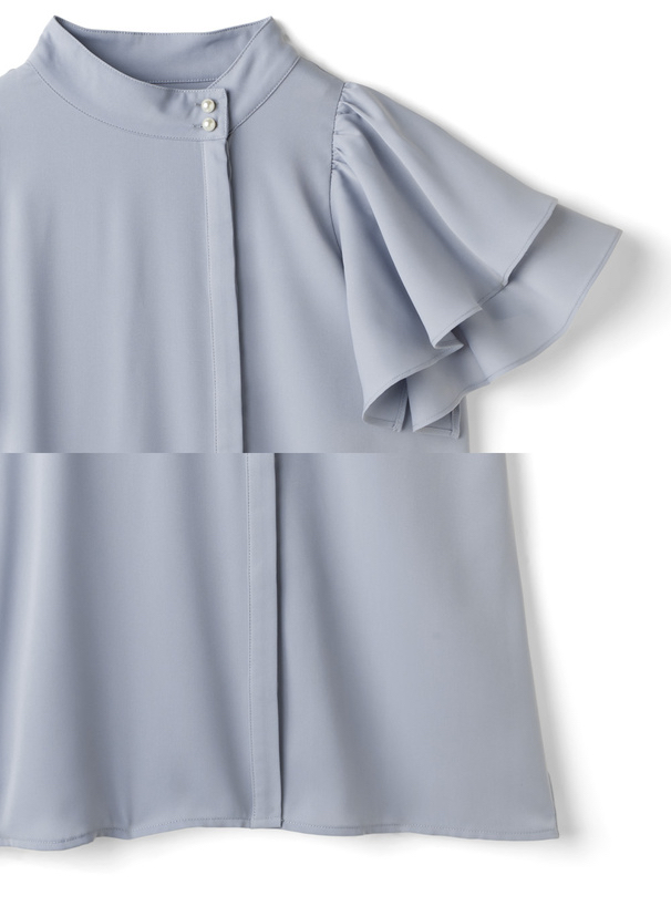 珍珠扣花瓣袖上衣 [al151]