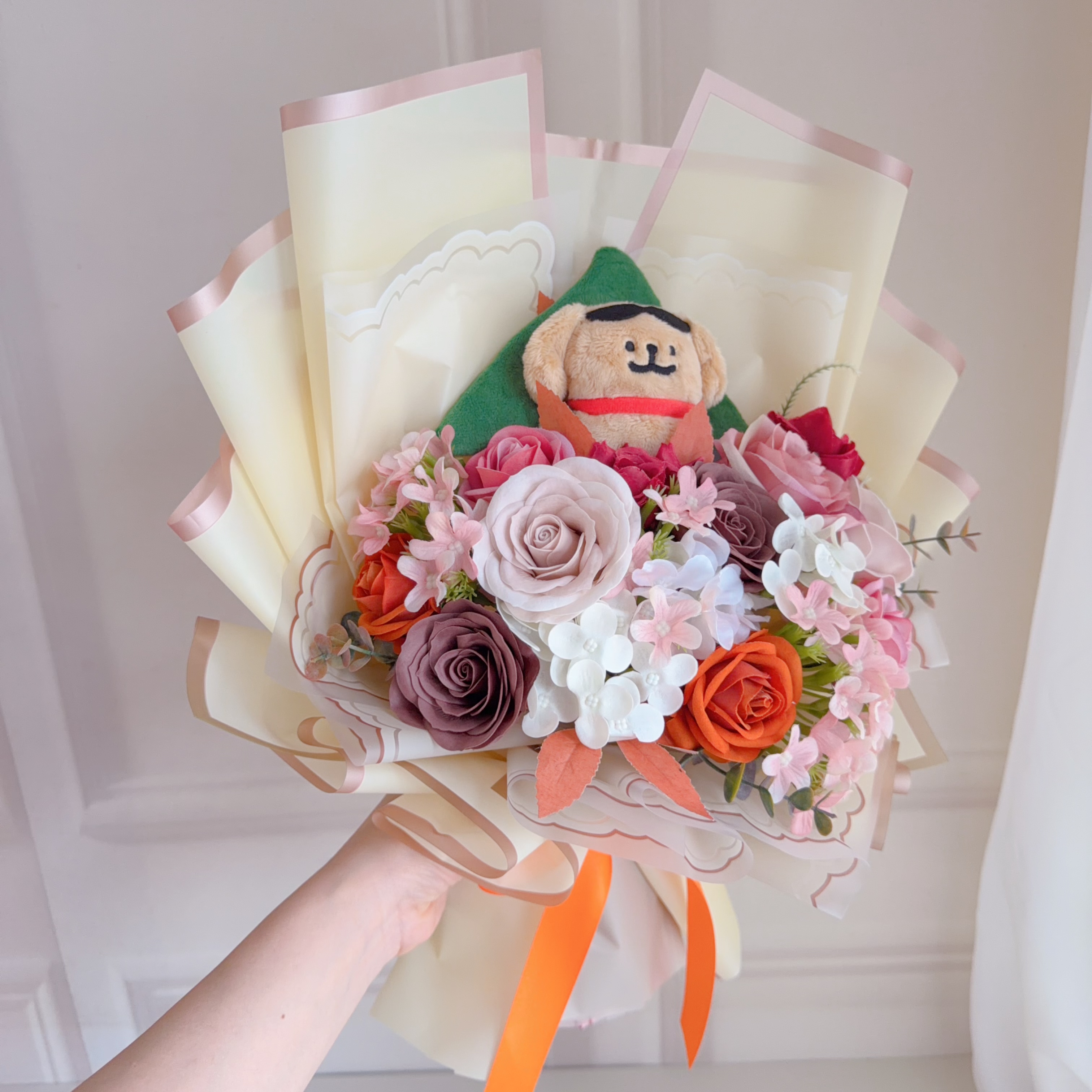 (現貨)線條小狗Maltese 小金毛花束
