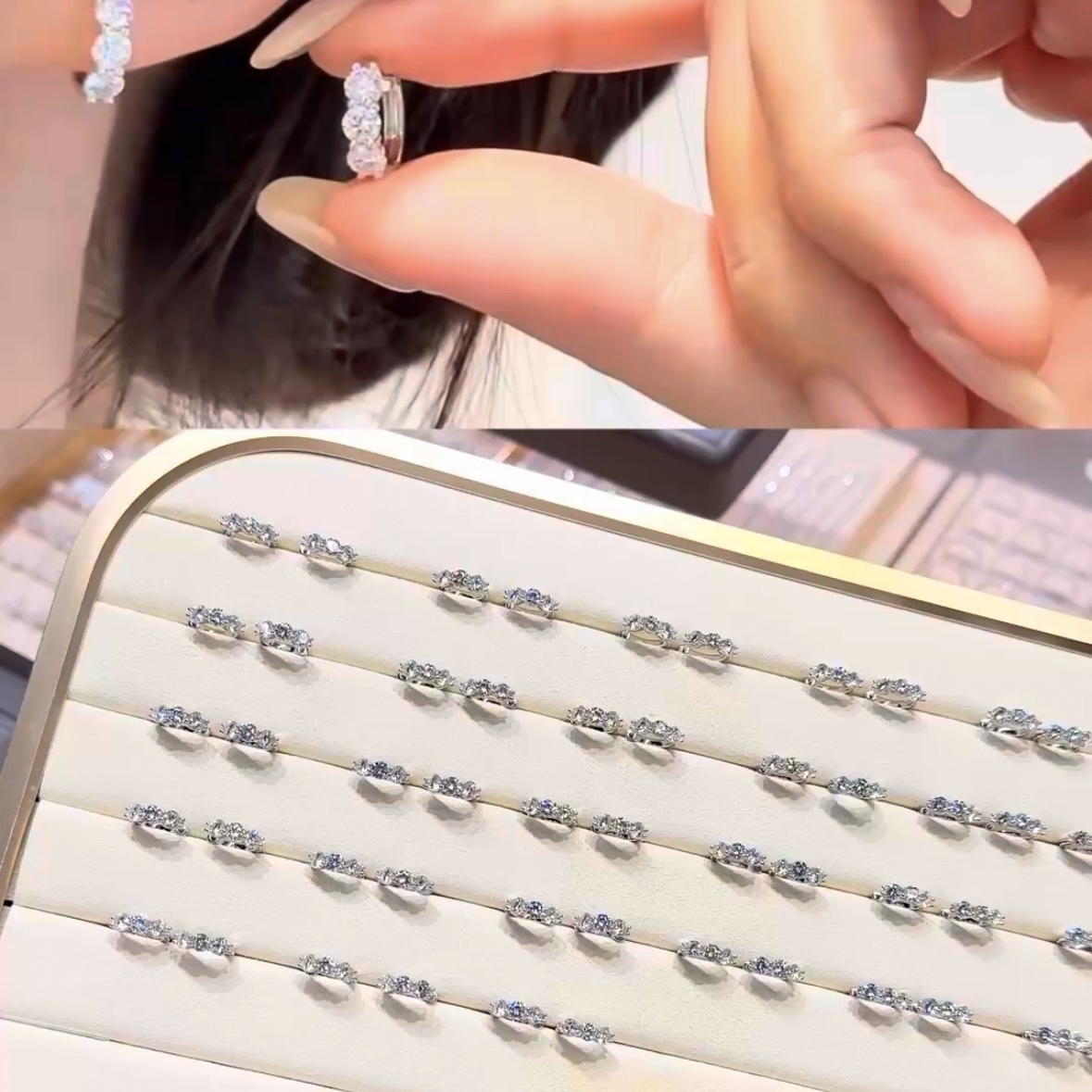 💎莫桑钻～耳扣 30分-3颗钻 