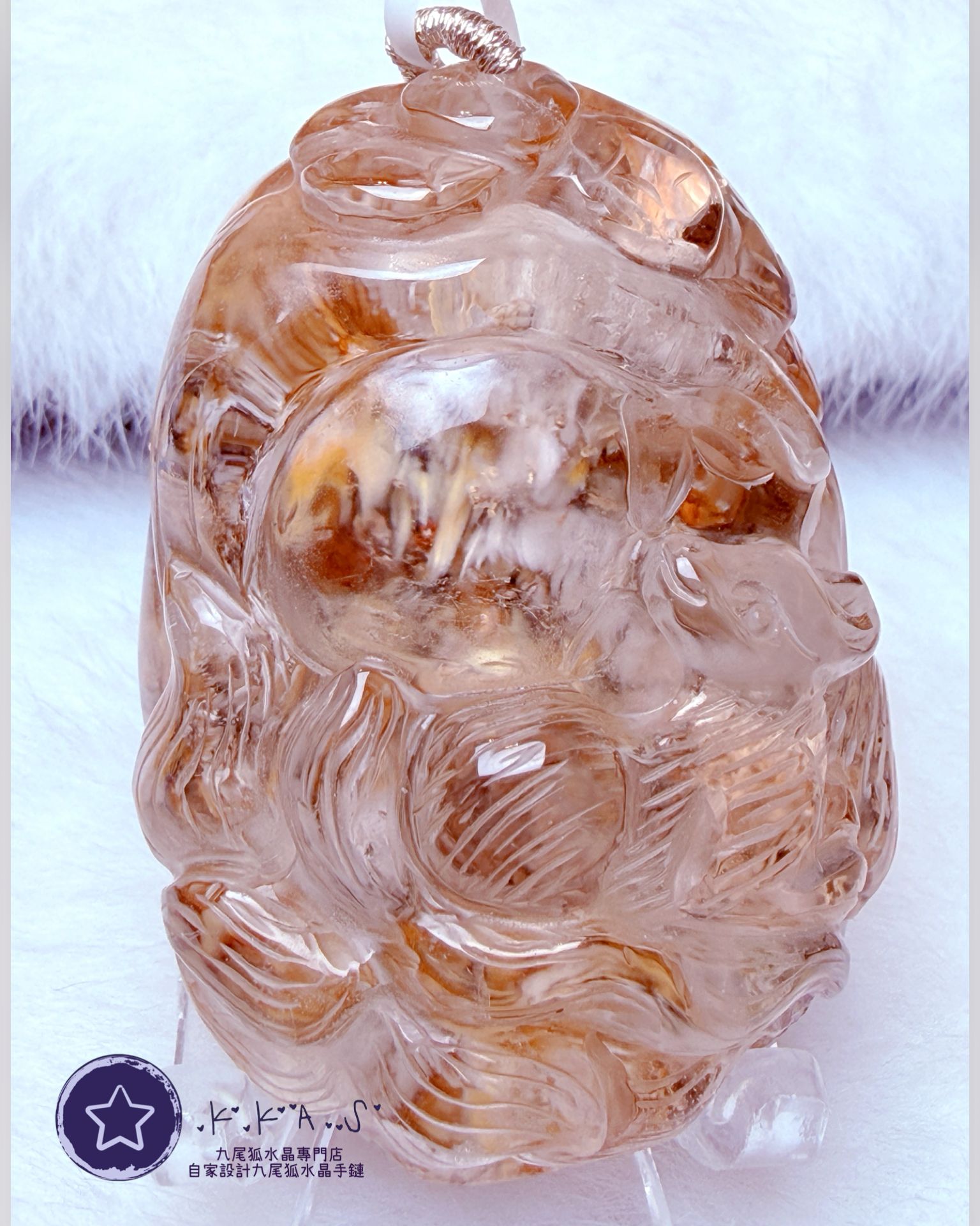 K00087 幽靈 側臉狐 - 吊墜/手牌兩用款(上下孔)
