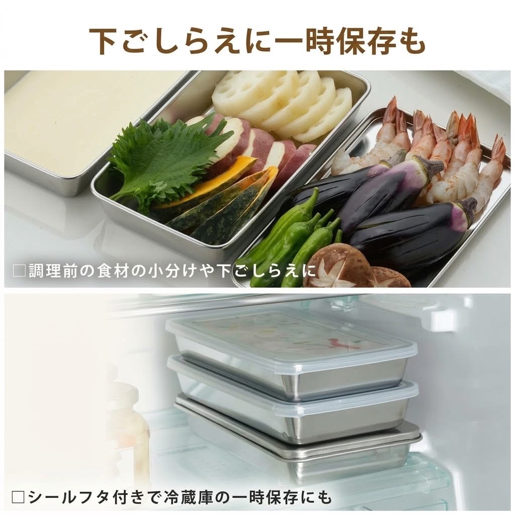 日本製下村修長型不鏽鋼備料盤連蓋及瀝油網套裝