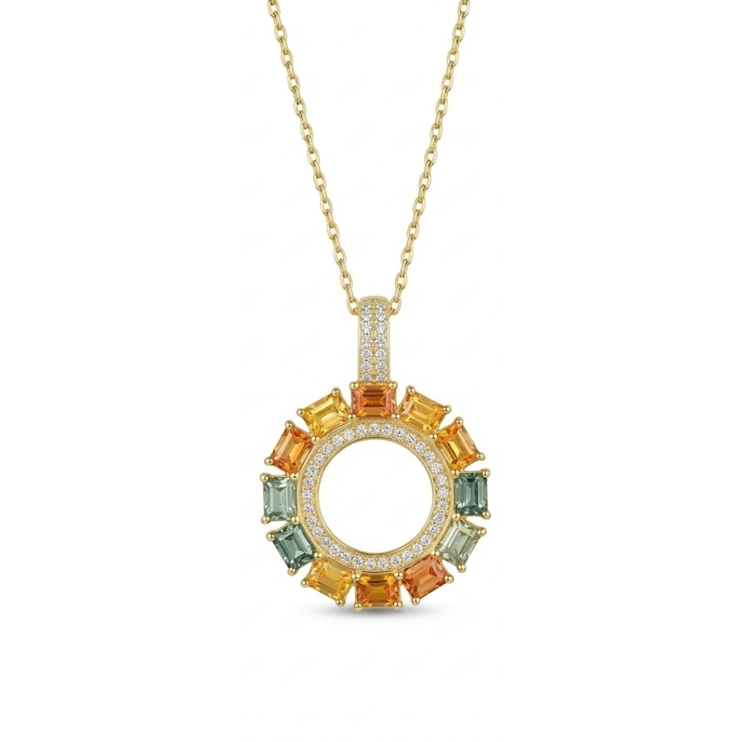 「火耀水龍玄晶・橫石圈頸鏈」｜隨身風水法陣｜高訂天然彩色藍寶石系列