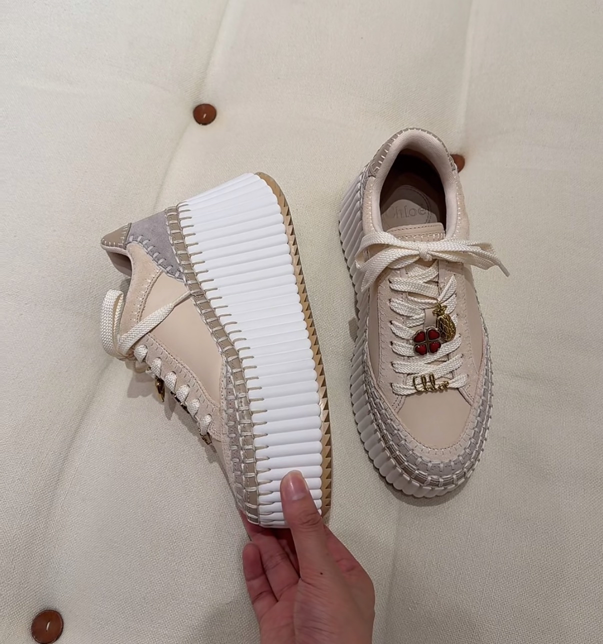 限時優惠✨新款🆕訂貨📮 Chloe 8cm 厚底Nama sneaker 連裝飾扣✨   Size 37 38 39 40 41