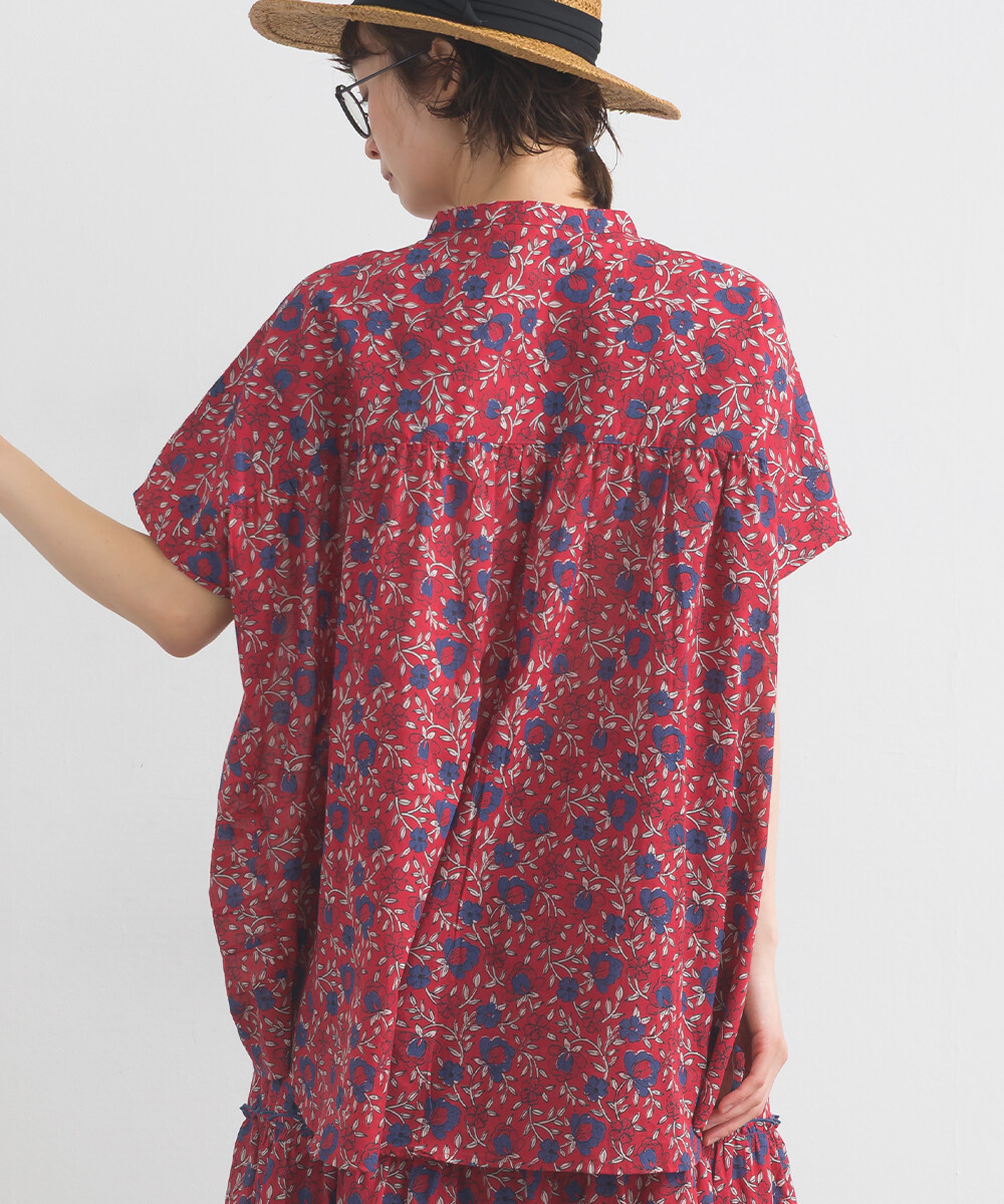 LP - 印度棉復古花卉襯衫 (紅色)