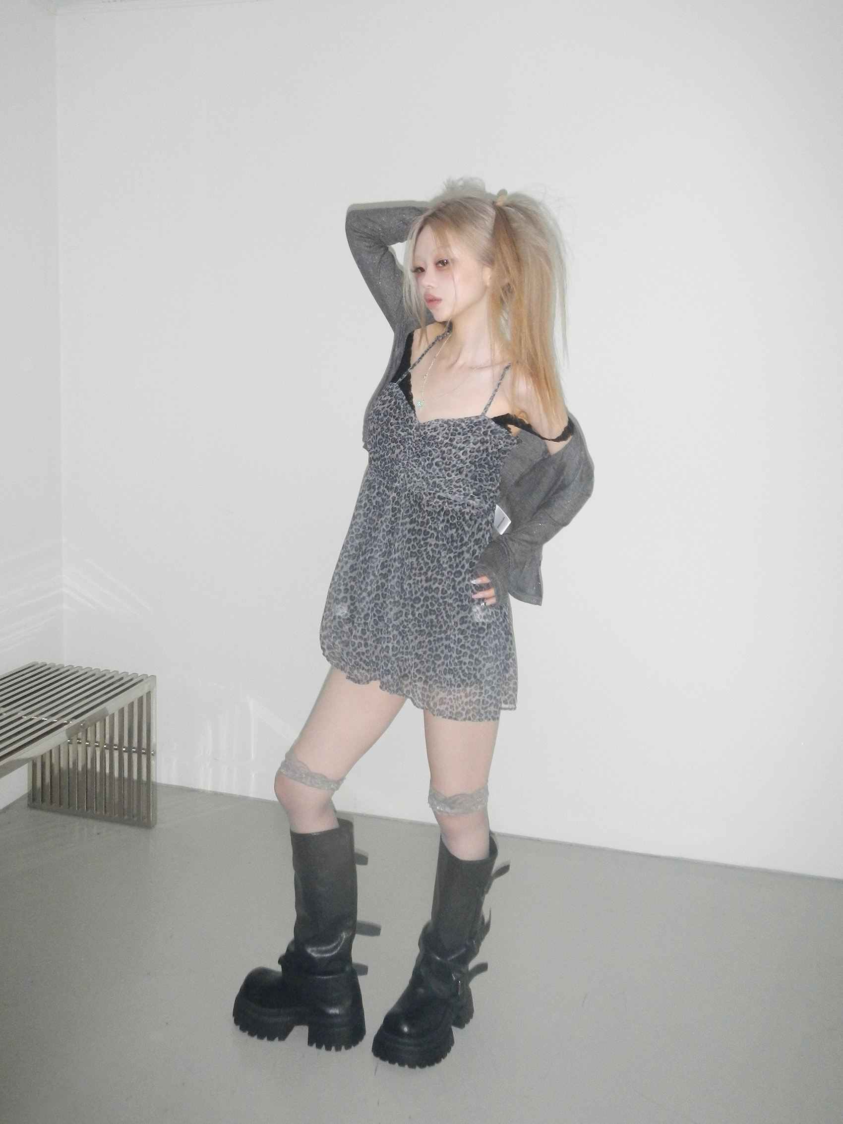 Leopard Mesh Cami Dress