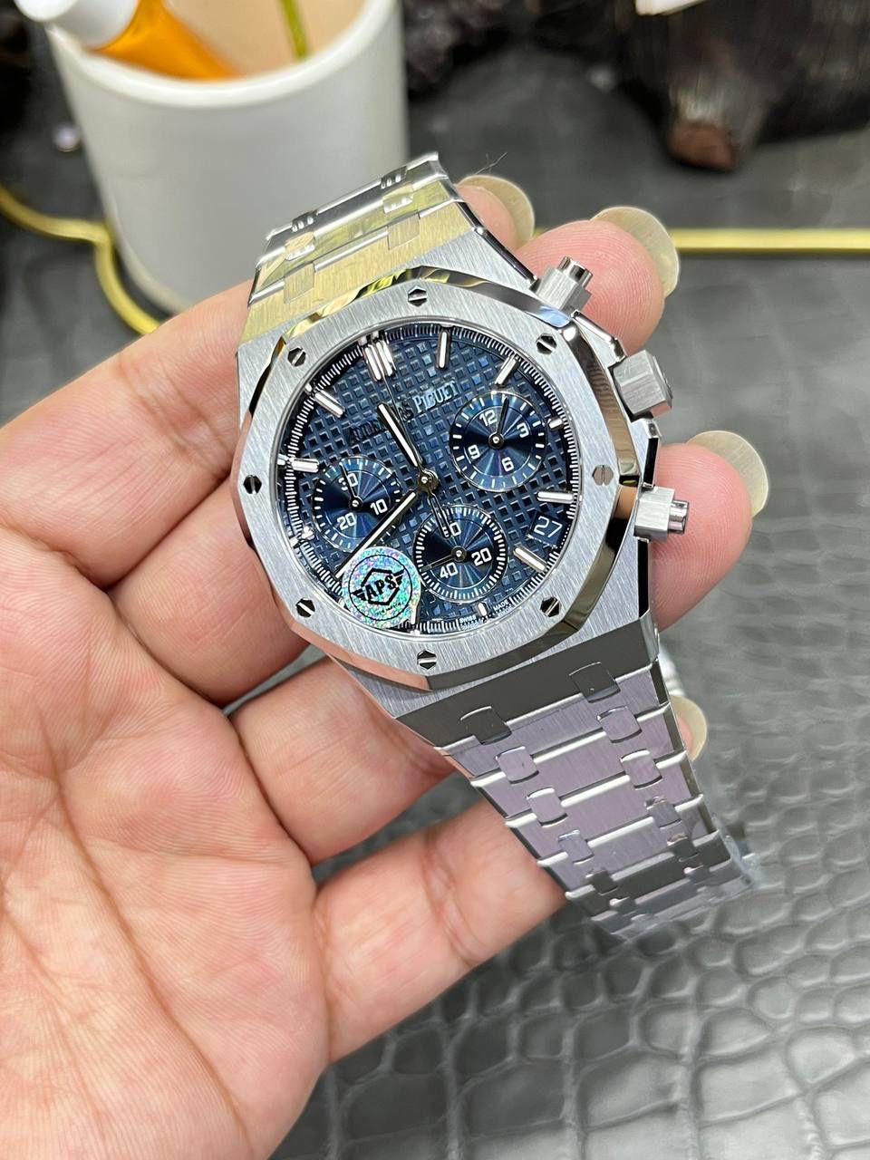 🚀爱彼皇家家橡树26240飞返计时全功能系列/41mm白钢蓝面/ 搭载原装开模定制Cal.4401全自动一体机械💯