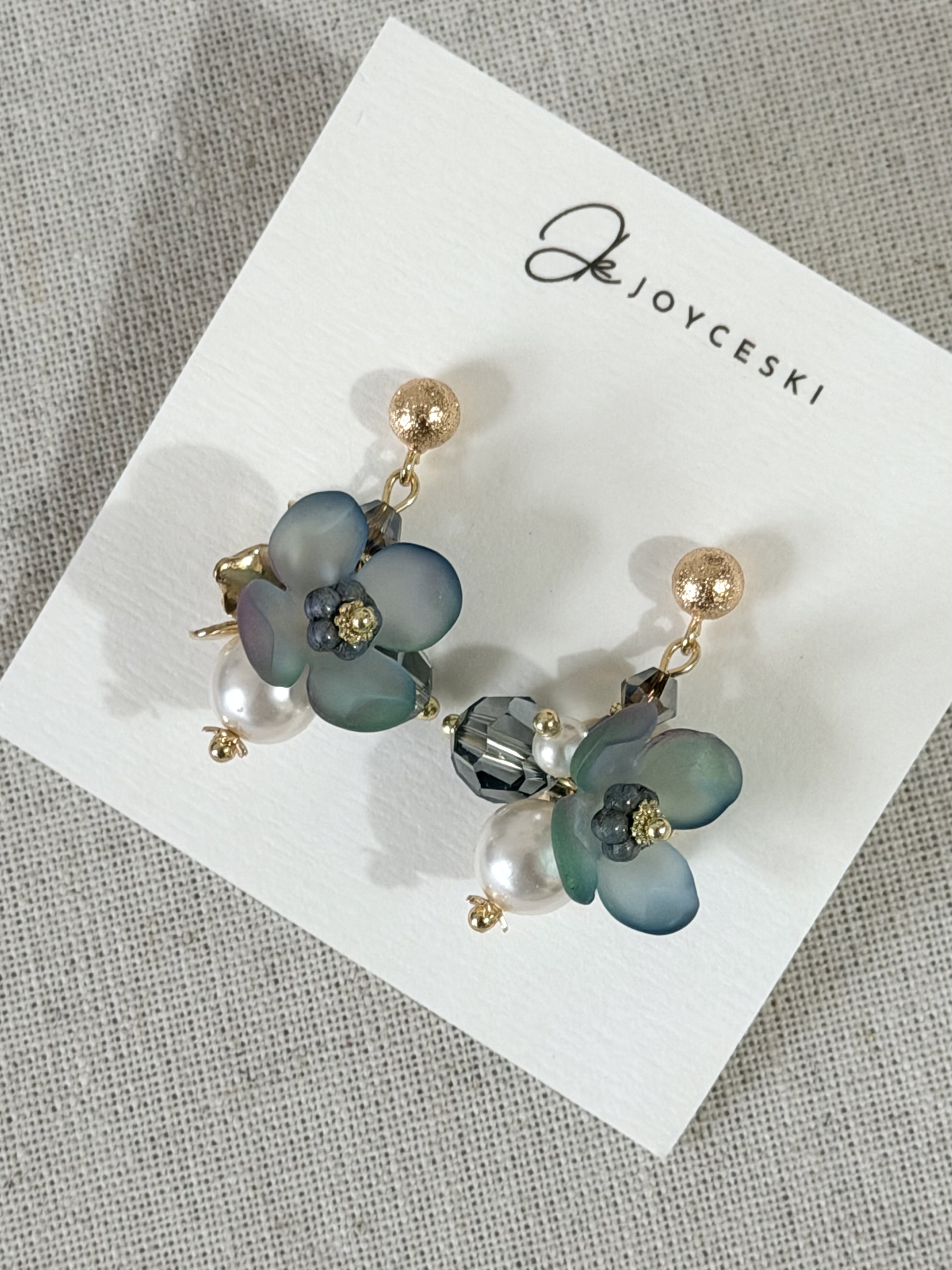 日本花語系列耳環/漸變藍花朵款